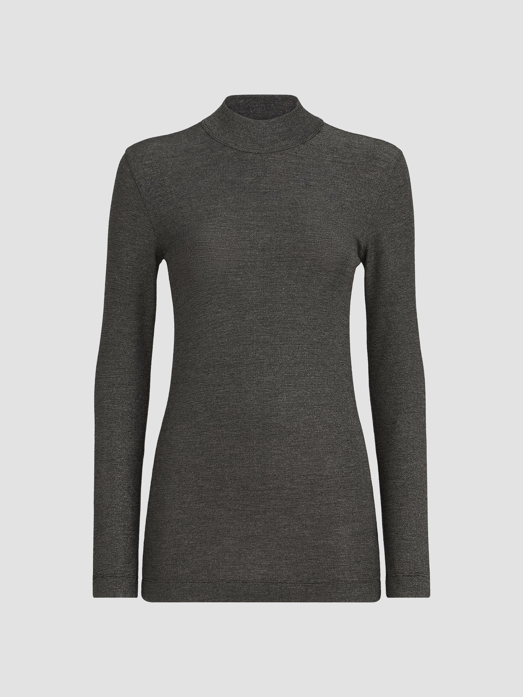 ★ Brunello Cucinelli 長袖カットソー グレー 高級ブランド Brunello Cucinelli Sparkling Virgin Wool Long Sleeve T-Shirt with