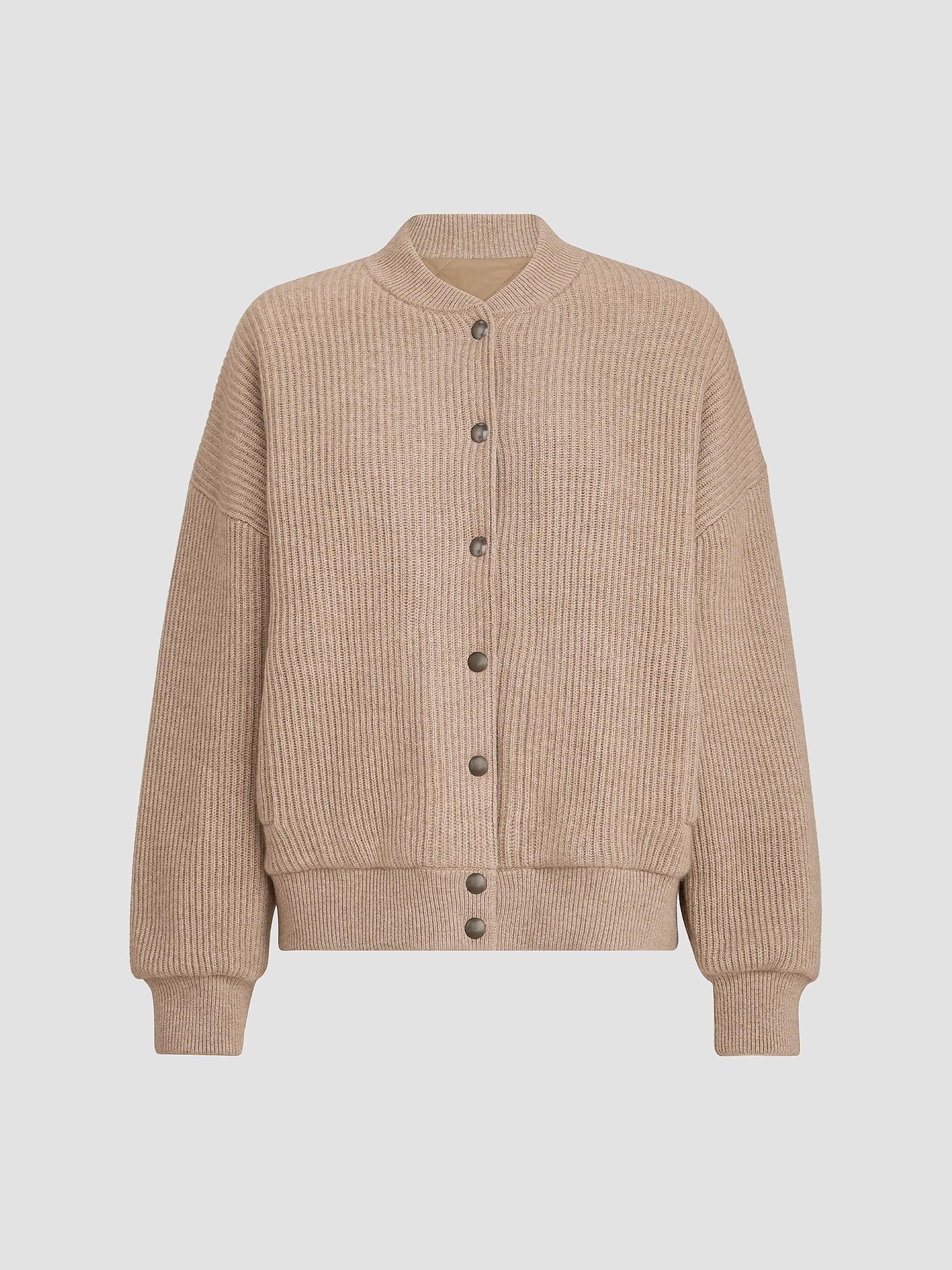Brunello Cucinelli Women's Cashmere English Rib Knit Bomber Jacket with Thermore Padding - Cashmere Beige