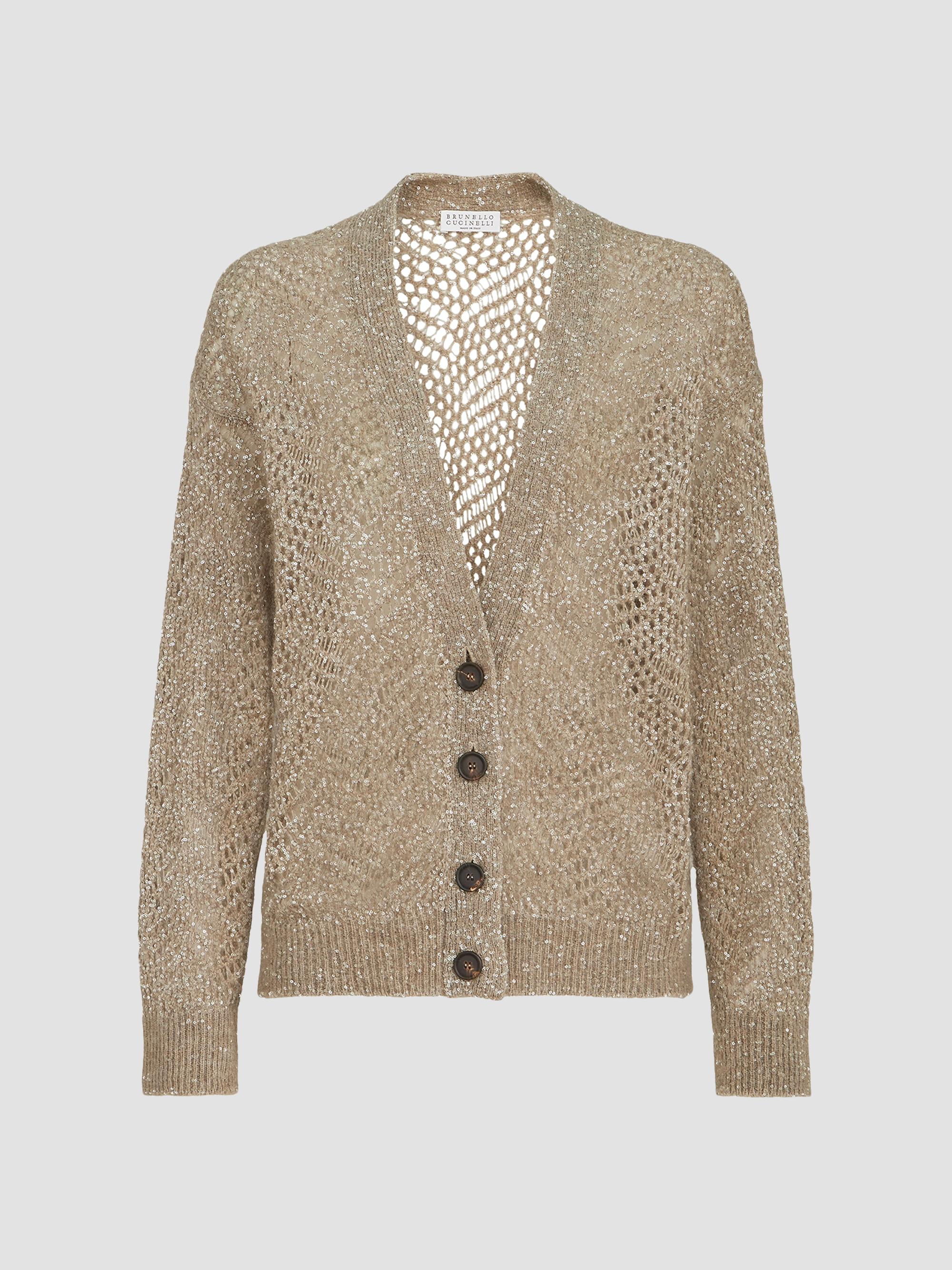 Brunello Cucinelli Dazzling Chiné Net Sweater in Silk and Linen
