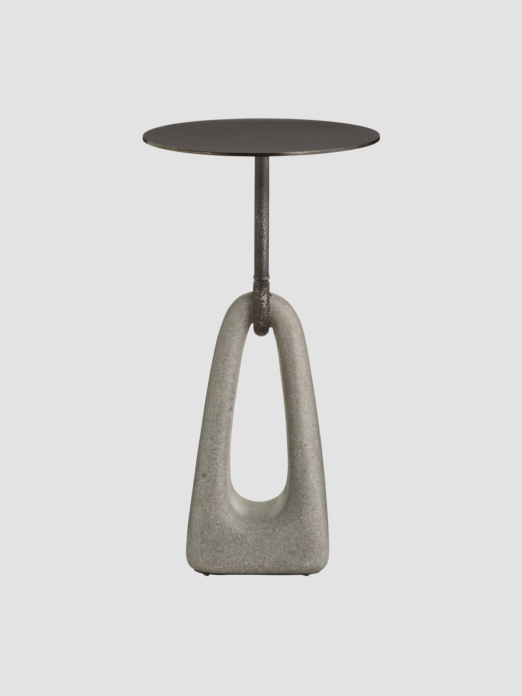 Arteriors Miles Ricestone & Bronze-Plated Iron Accent Table - Grey