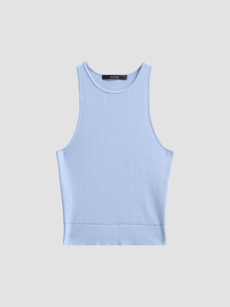 Toccin Women's Avery Rib-knit Racerback Tank Top In Sky