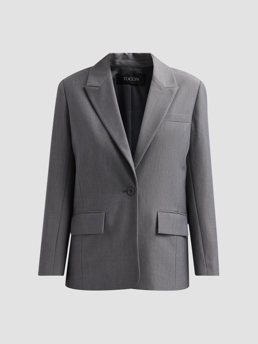 Toccin Women's Willa Boyfriend Blazer In Steel