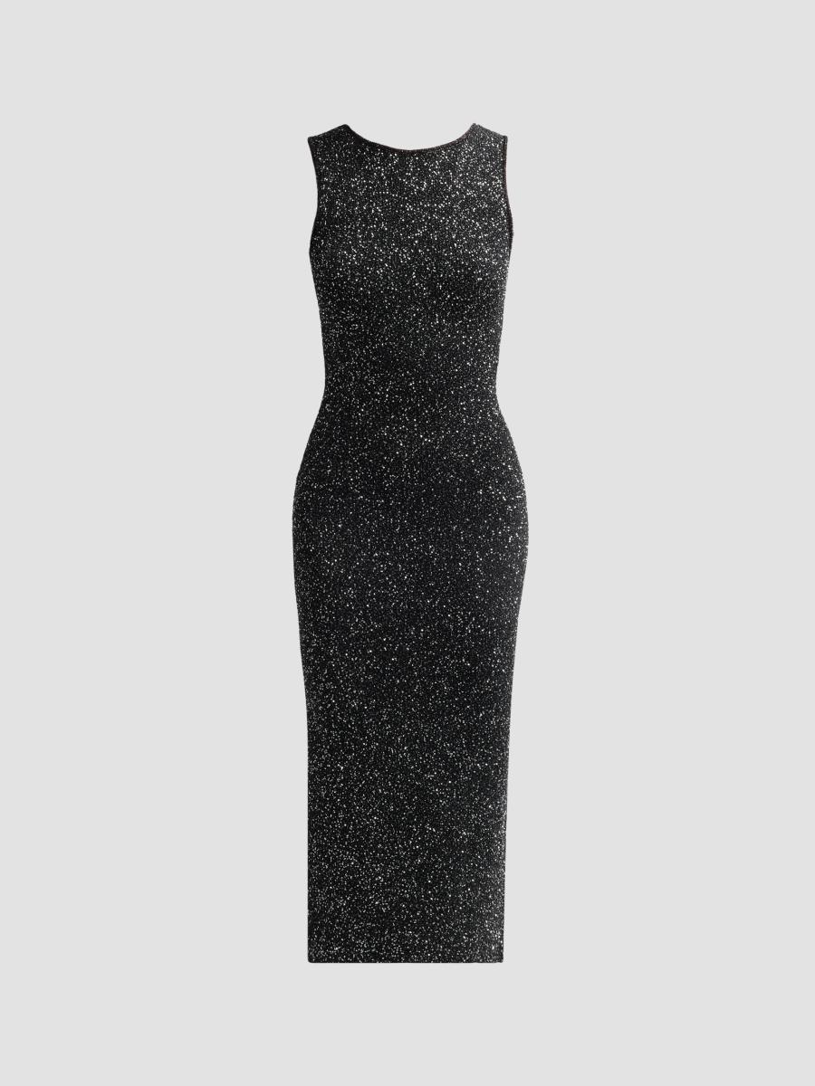Toccin Women's Cleo Low Back Midi Dress In Onyx