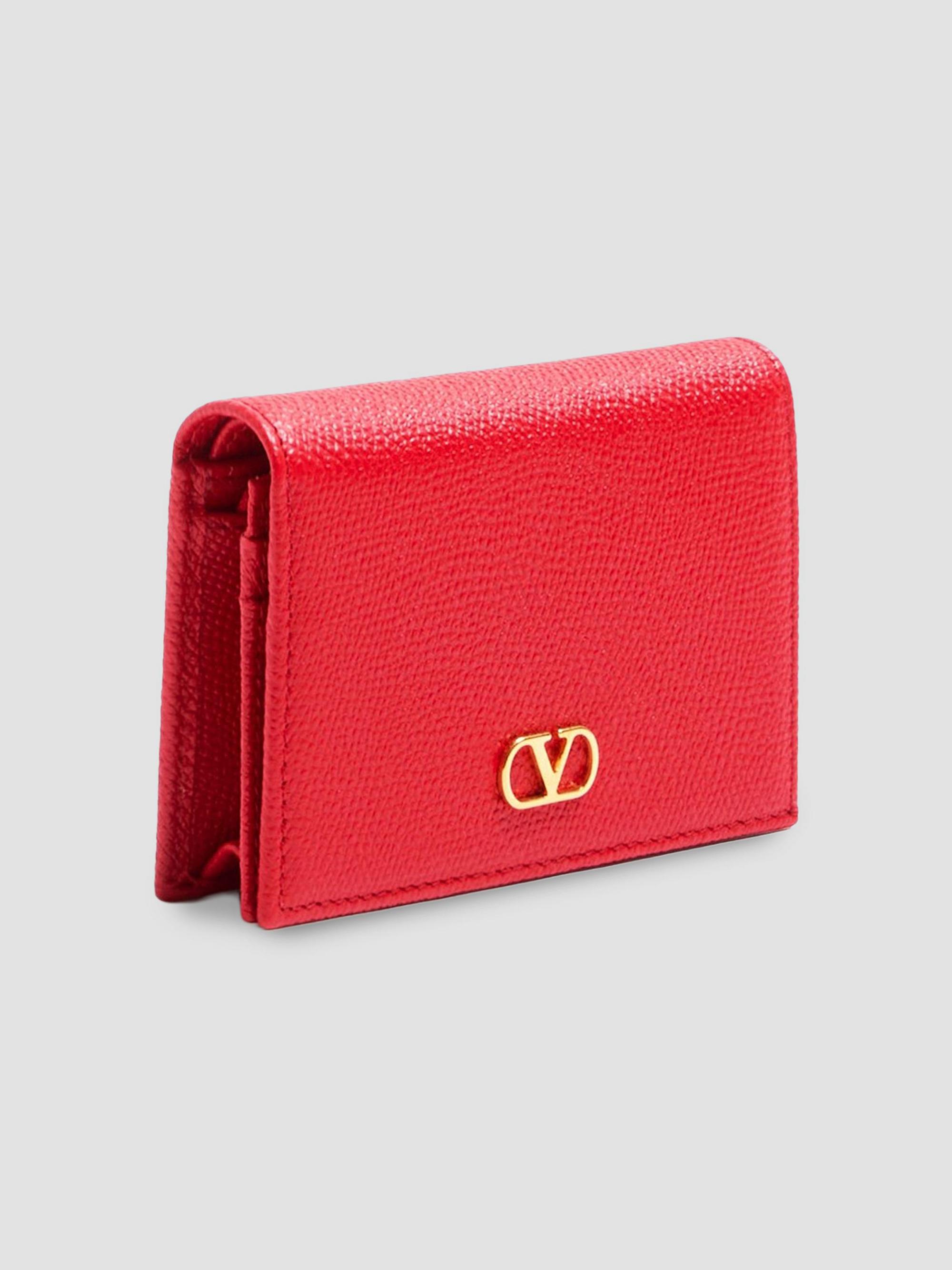 Valentino Garavani Women's VLogo Signature Grainy Calfskin Leather Wallet - Rouge Pur | Thumbnail 4