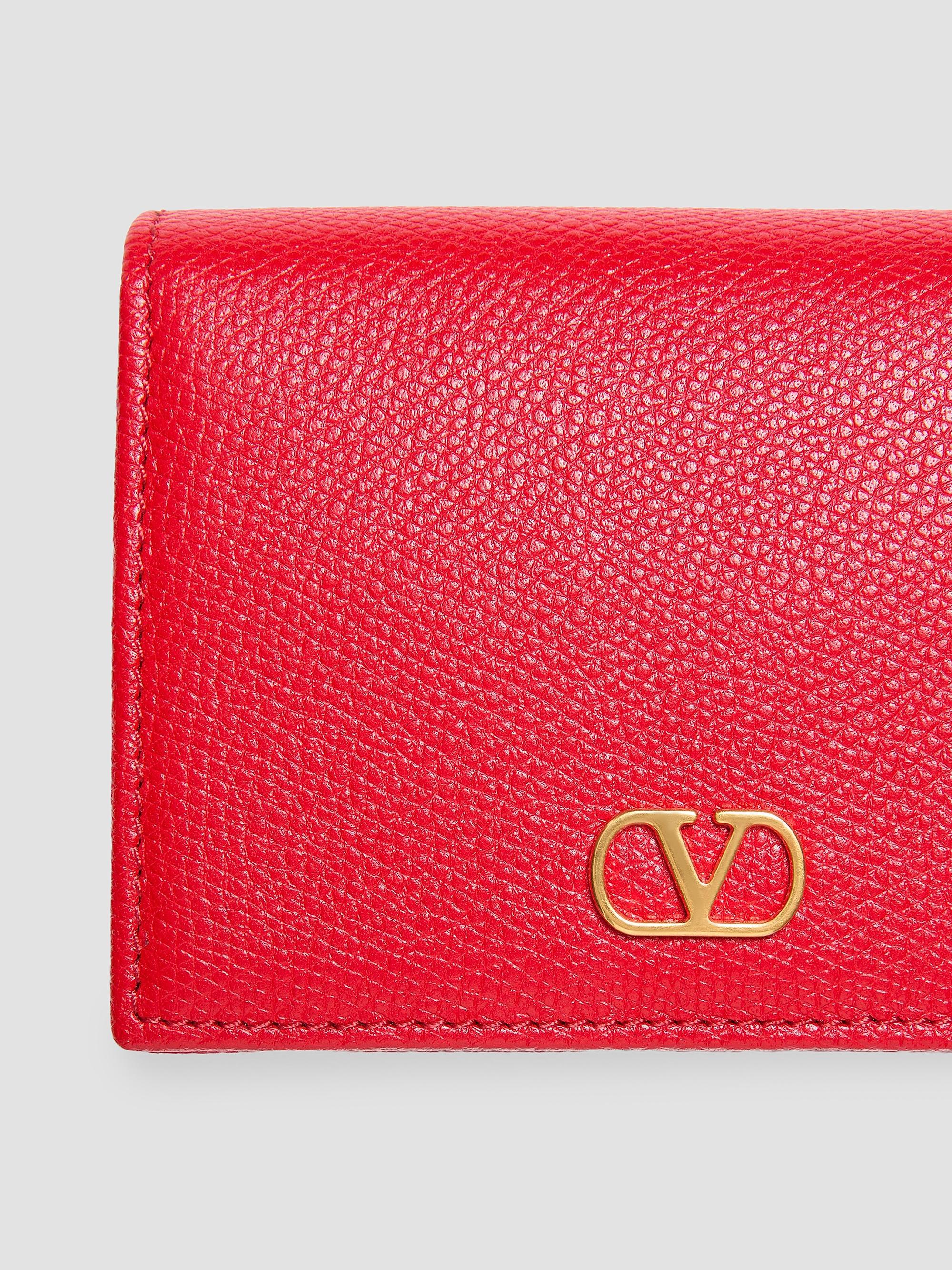 Valentino Garavani Women's VLogo Signature Grainy Calfskin Leather Wallet - Rouge Pur | Thumbnail 5