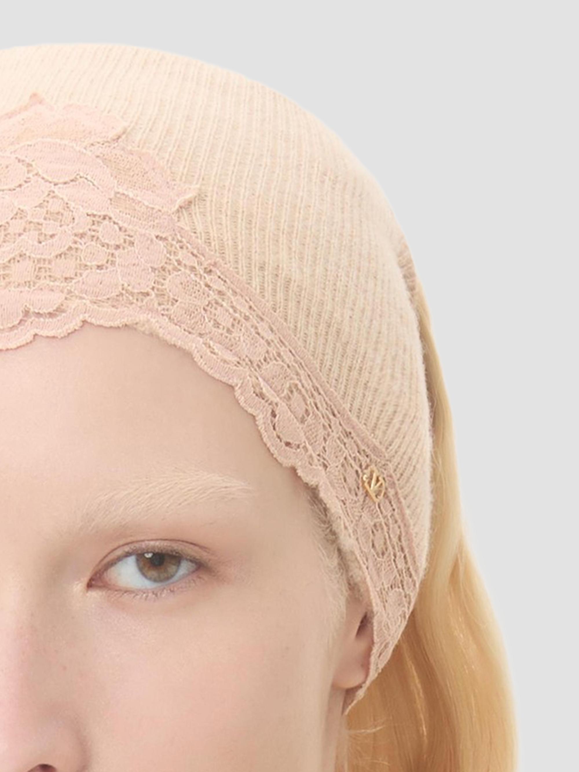 Valentino Garavani Women's VLogo Signature Cashmere and Lace Headband - Alabaster | Thumbnail 3