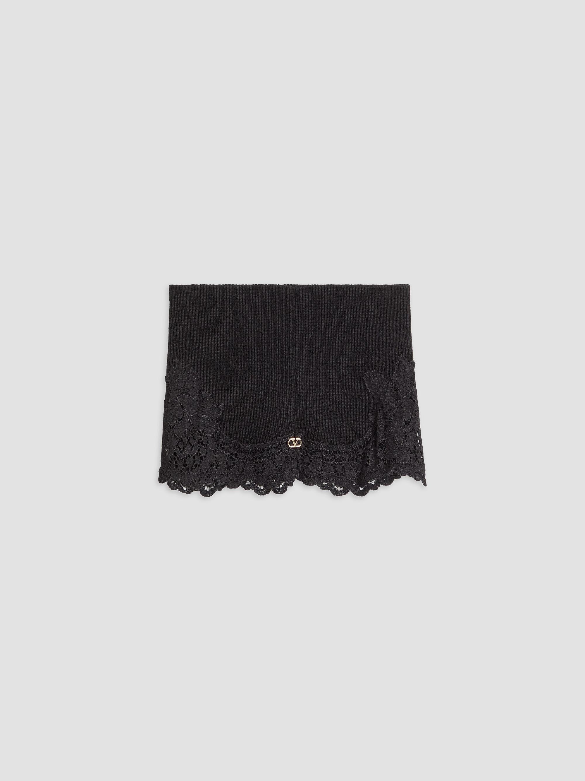 Valentino Garavani Women's VLogo Signature Cashmere and Lace Headband - Black | Thumbnail 2
