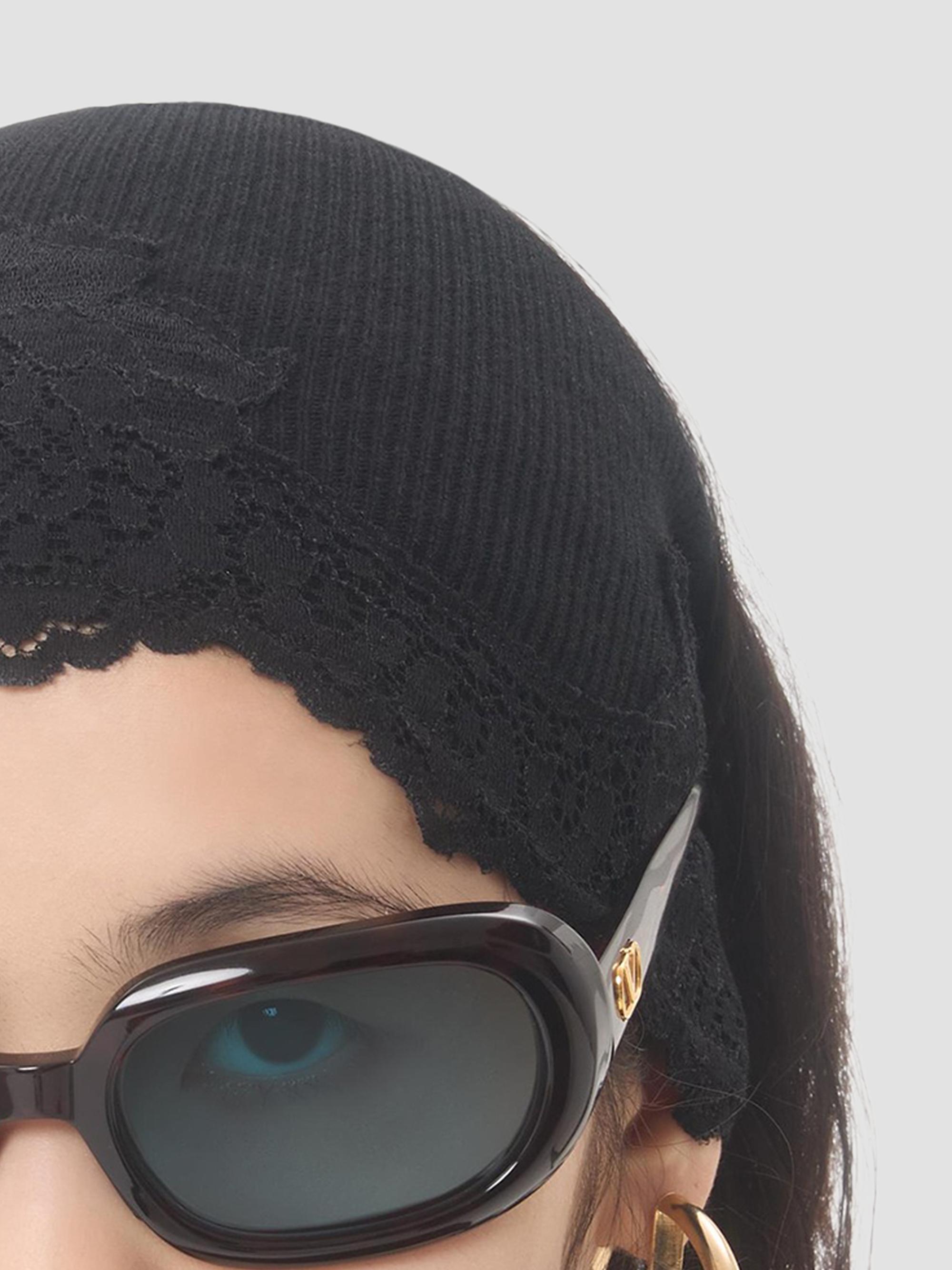 Valentino Garavani Women's VLogo Signature Cashmere and Lace Headband - Black | Thumbnail 3