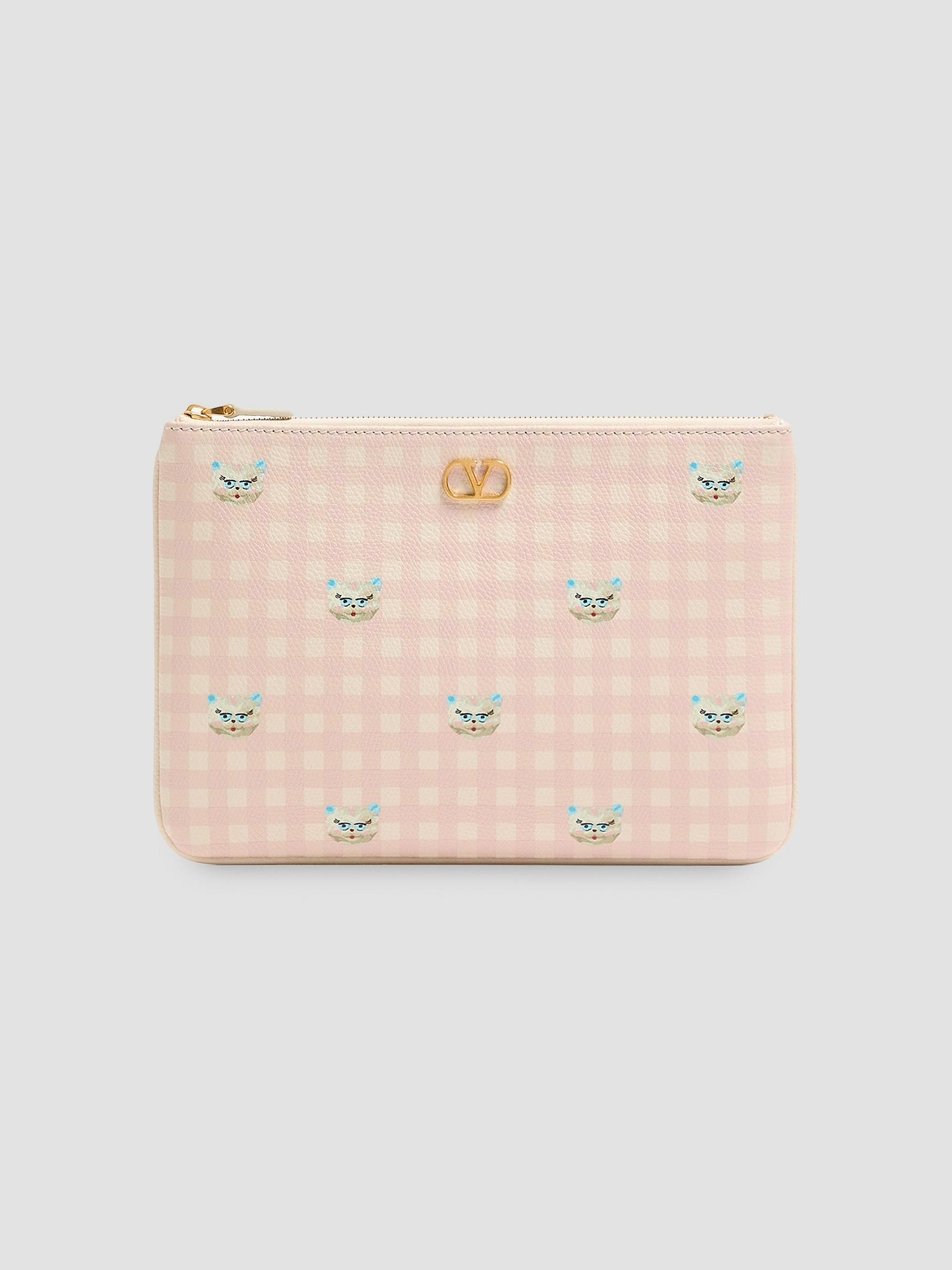 Valentino Garavani Women's Le Chat De La Maison Clutch in Grainy Calfskin - Pink | Thumbnail 8