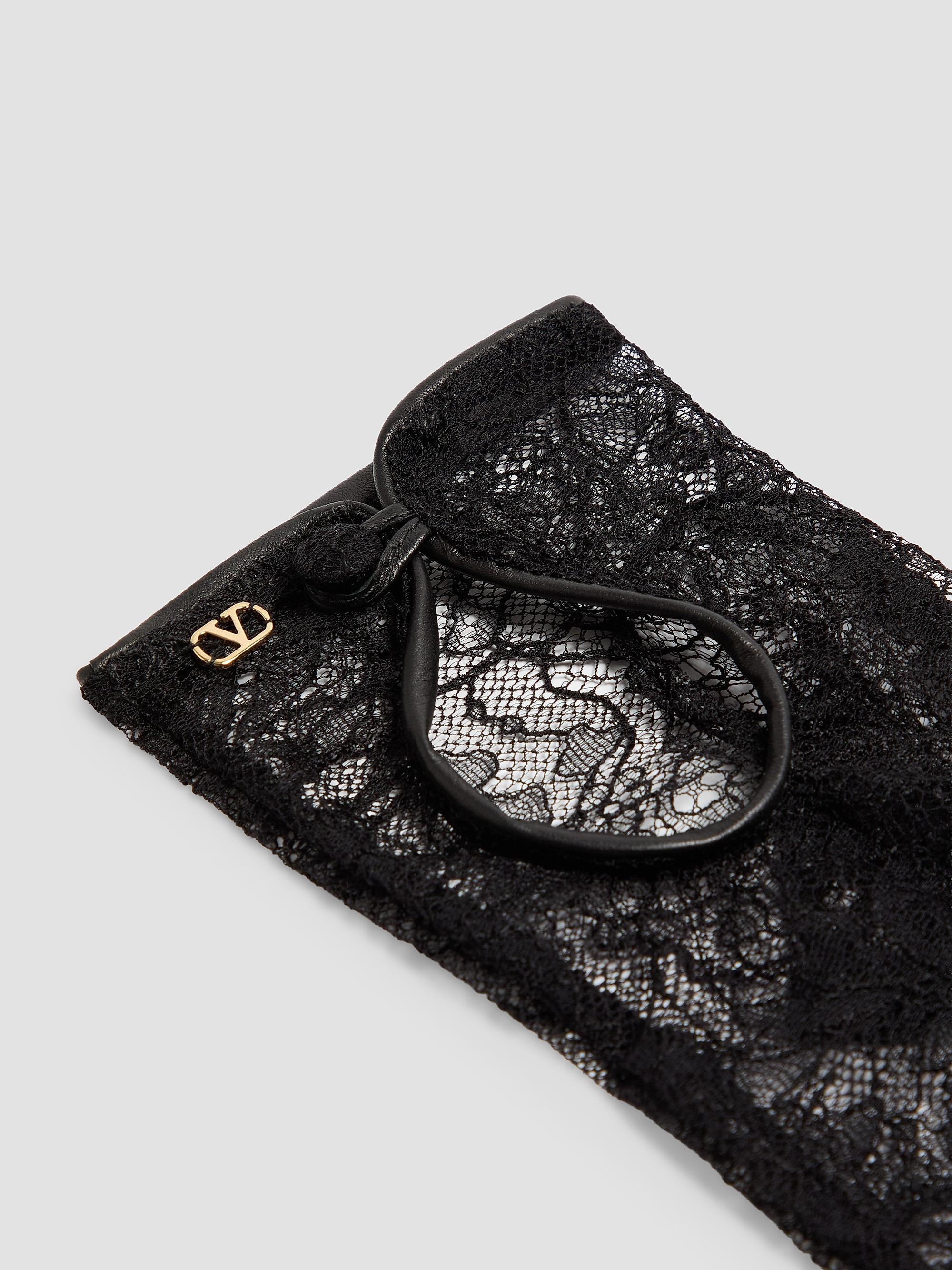 Valentino Garavani VLogo Signature Biker Gloves in Lace and