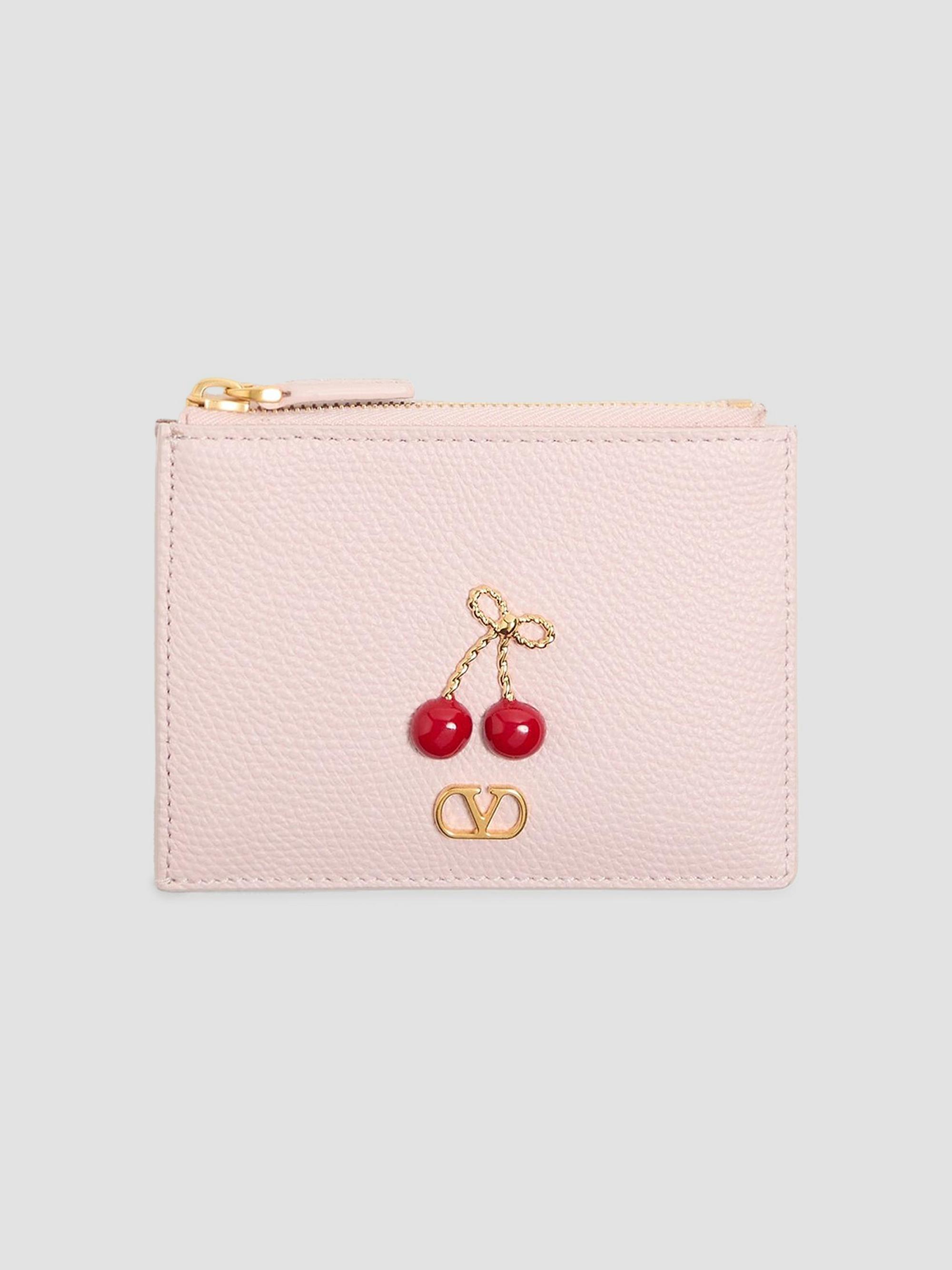 Valentino Garavani Women's Cherryfic Grainy Calfskin Cardholder - Rose Quartz | Thumbnail 6