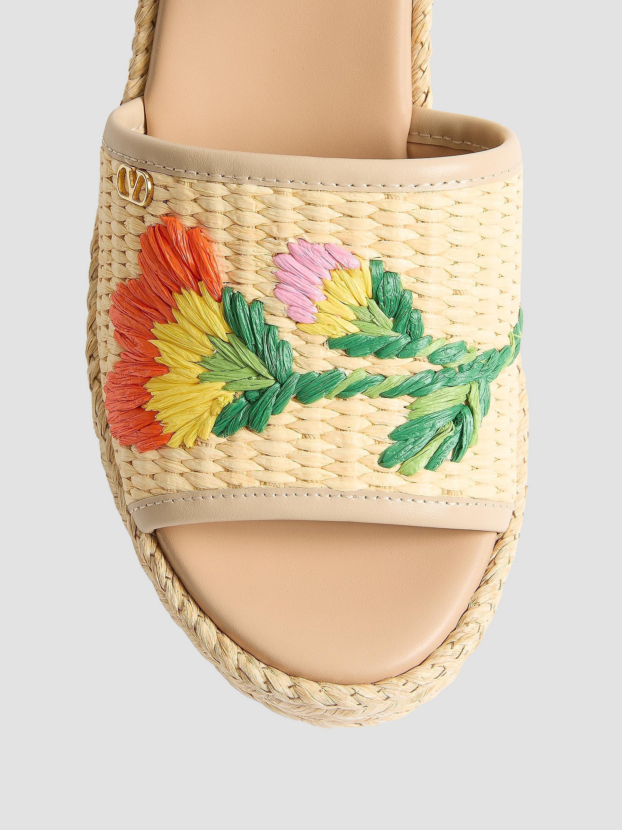 Valentino Garavani Bribri 115MM Raffia Wedge Sandals with Floral