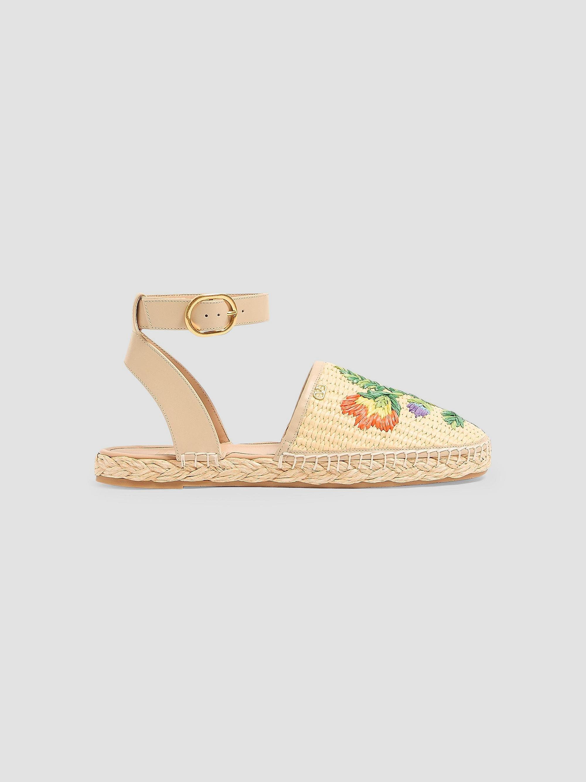 Valentino Garavani Women's Bribri Raffia Sandals with Floral Embroidery - Beige | Thumbnail 5