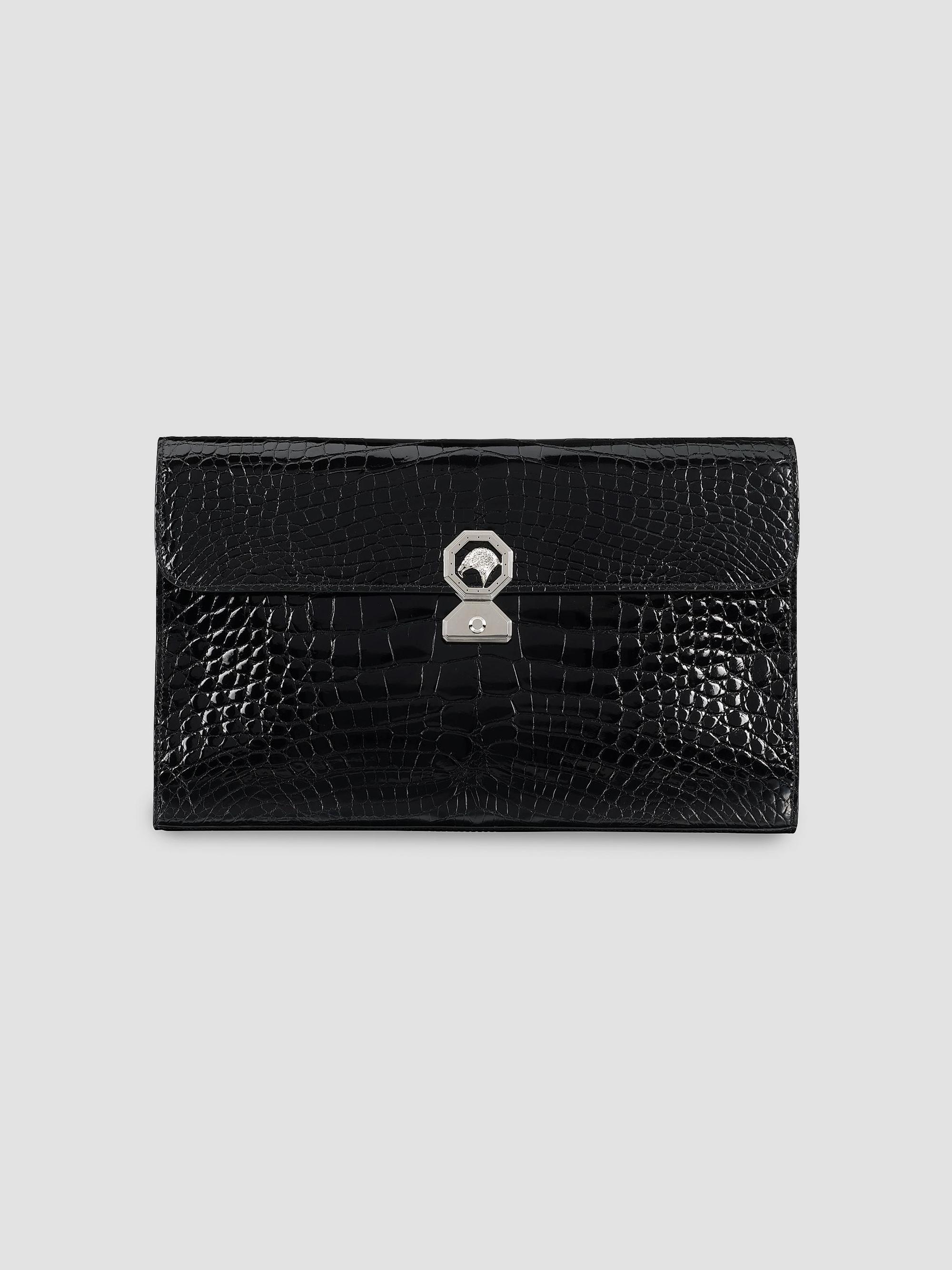 Stefano Ricci Men's Crocodile Envelope Portfolio Bag - Black