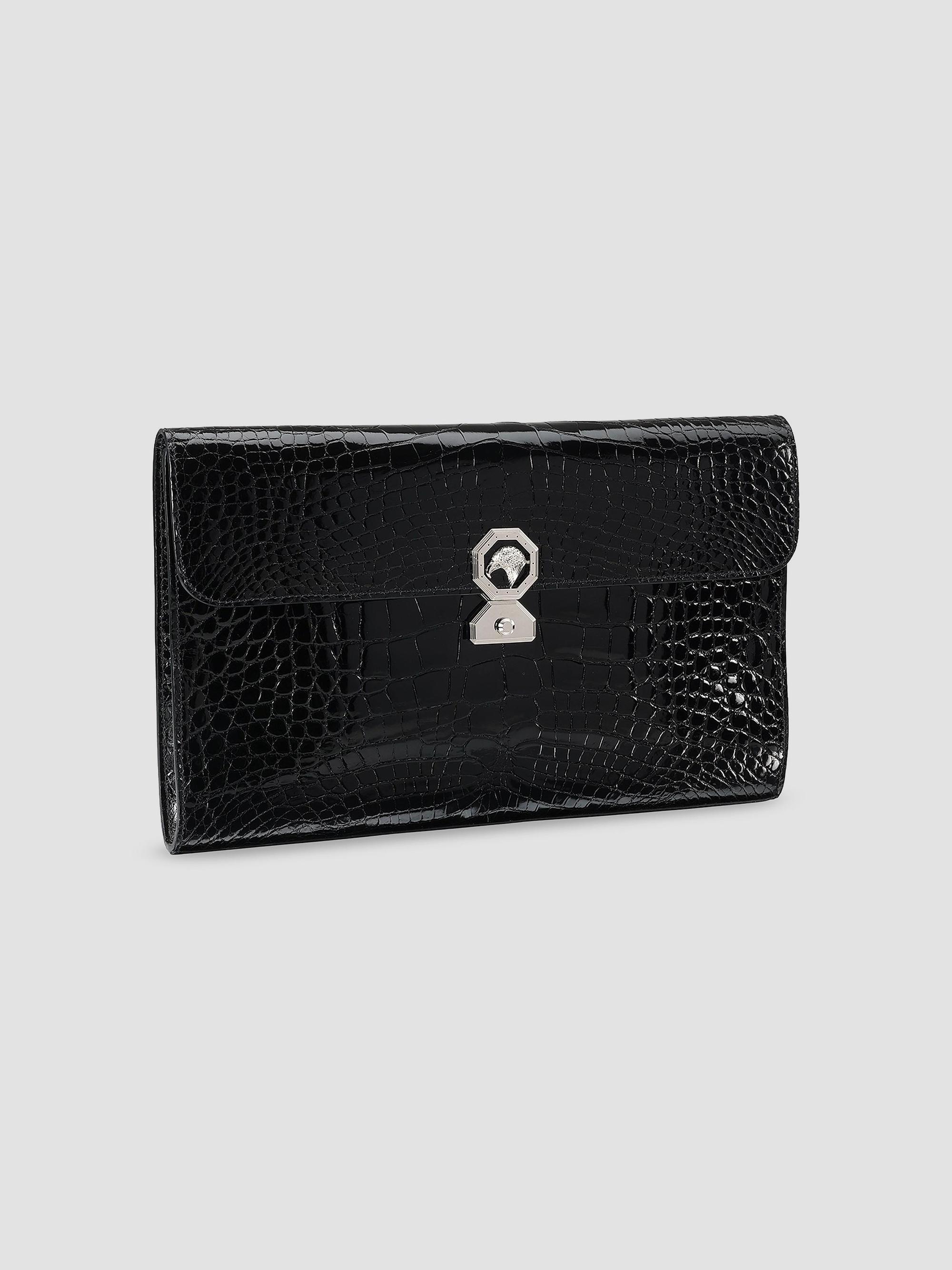 Stefano Ricci Men's Crocodile Envelope Portfolio Bag - Black | Thumbnail 2