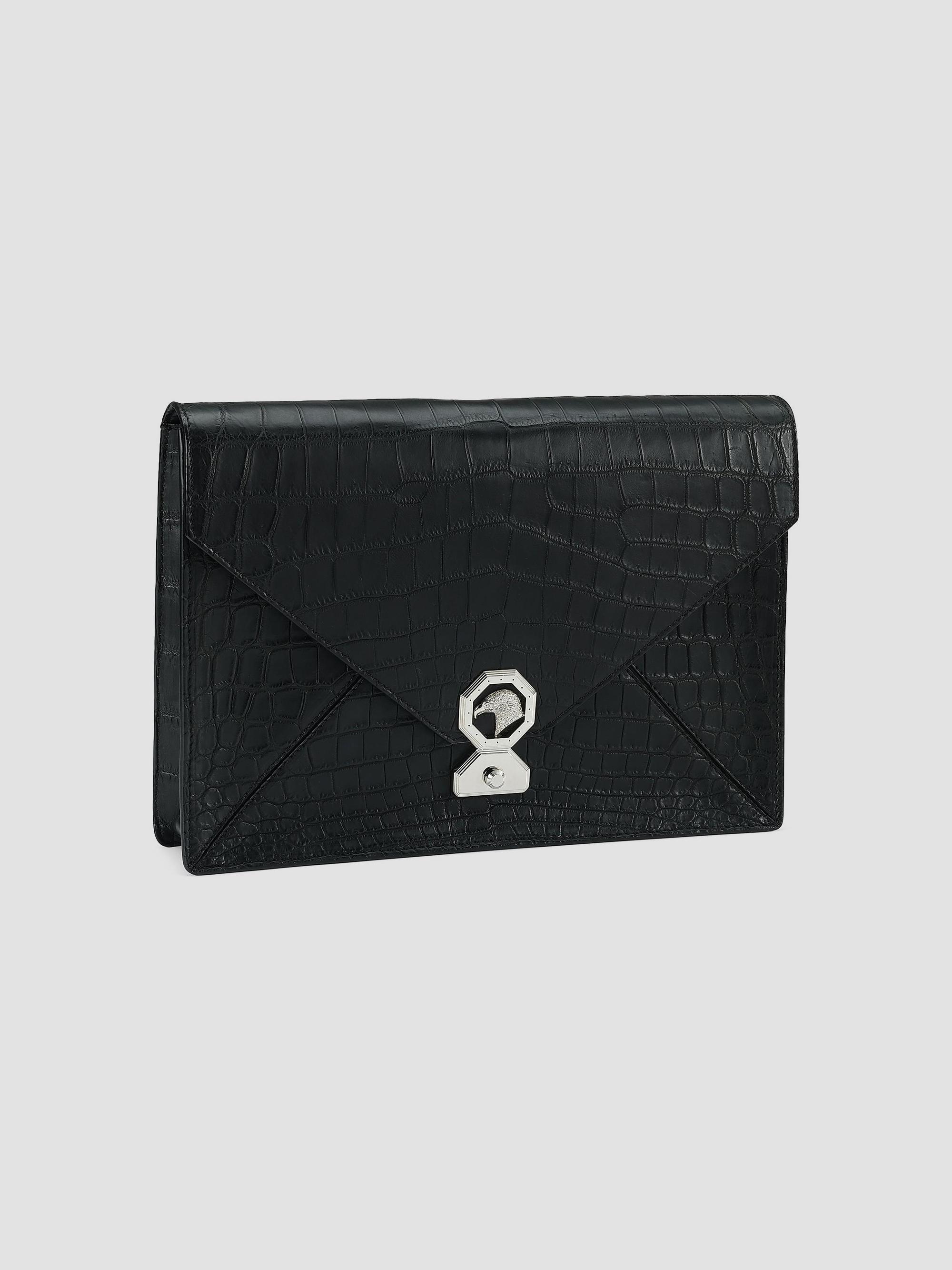 Stefano Ricci Men's Crocodile Envelope Portfolio Bag - Black | Thumbnail 3