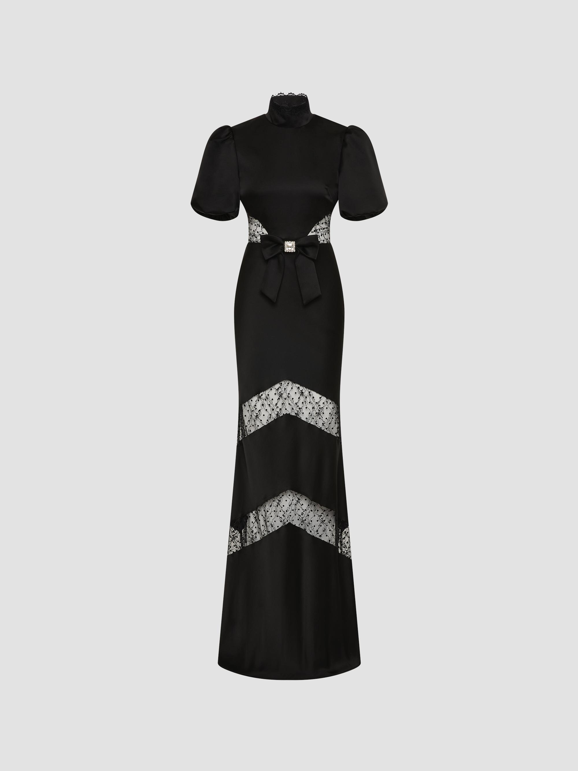 rebecca vallance black dress Noire Lace Column Gown Sexy Ball Gown Strapless Made in Mexico Timeless and refined Size:6-10yr