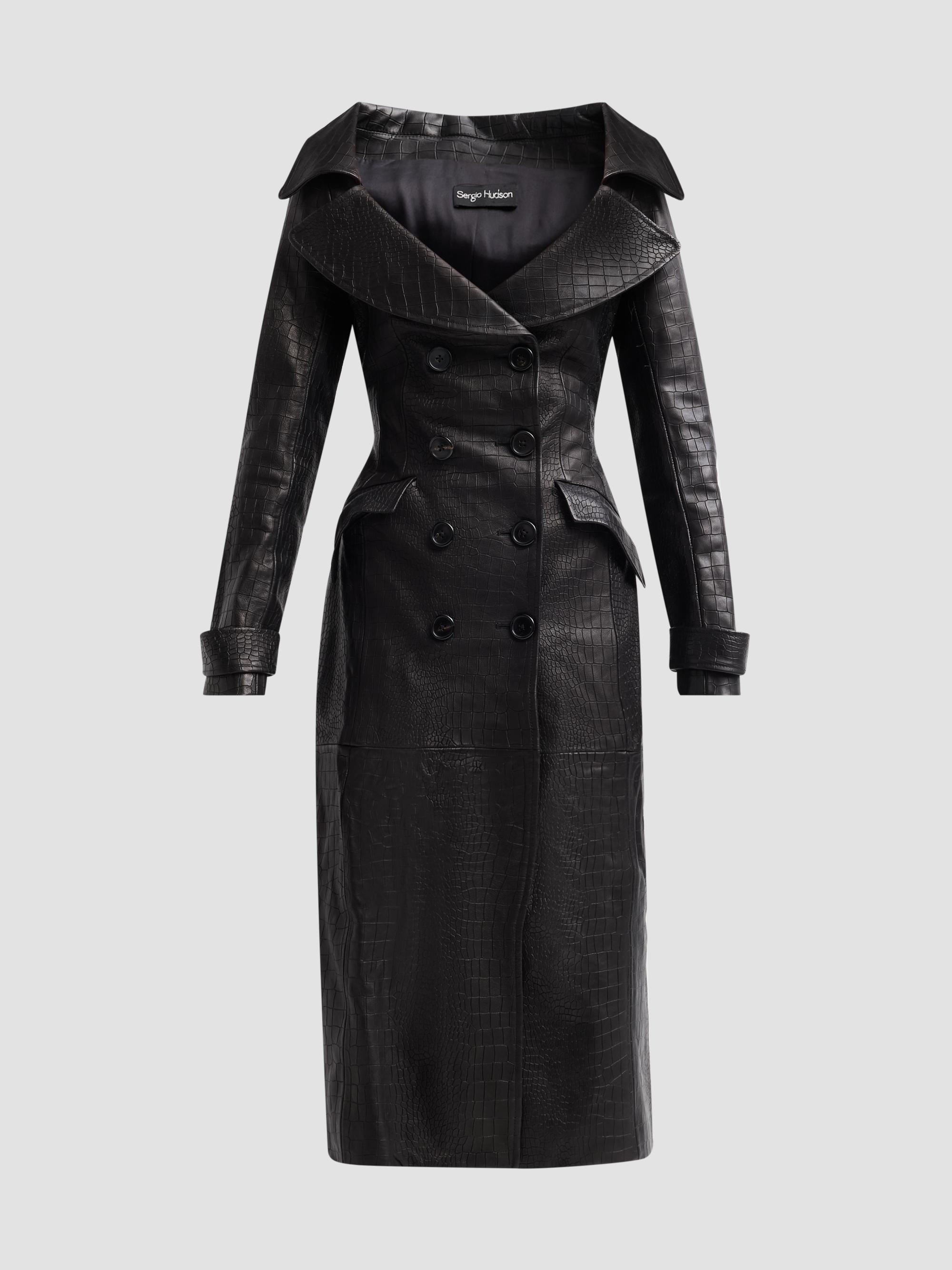 Toccin Chloe Croc-Embossed Faux Leather Trench Coat | Saks Fifth