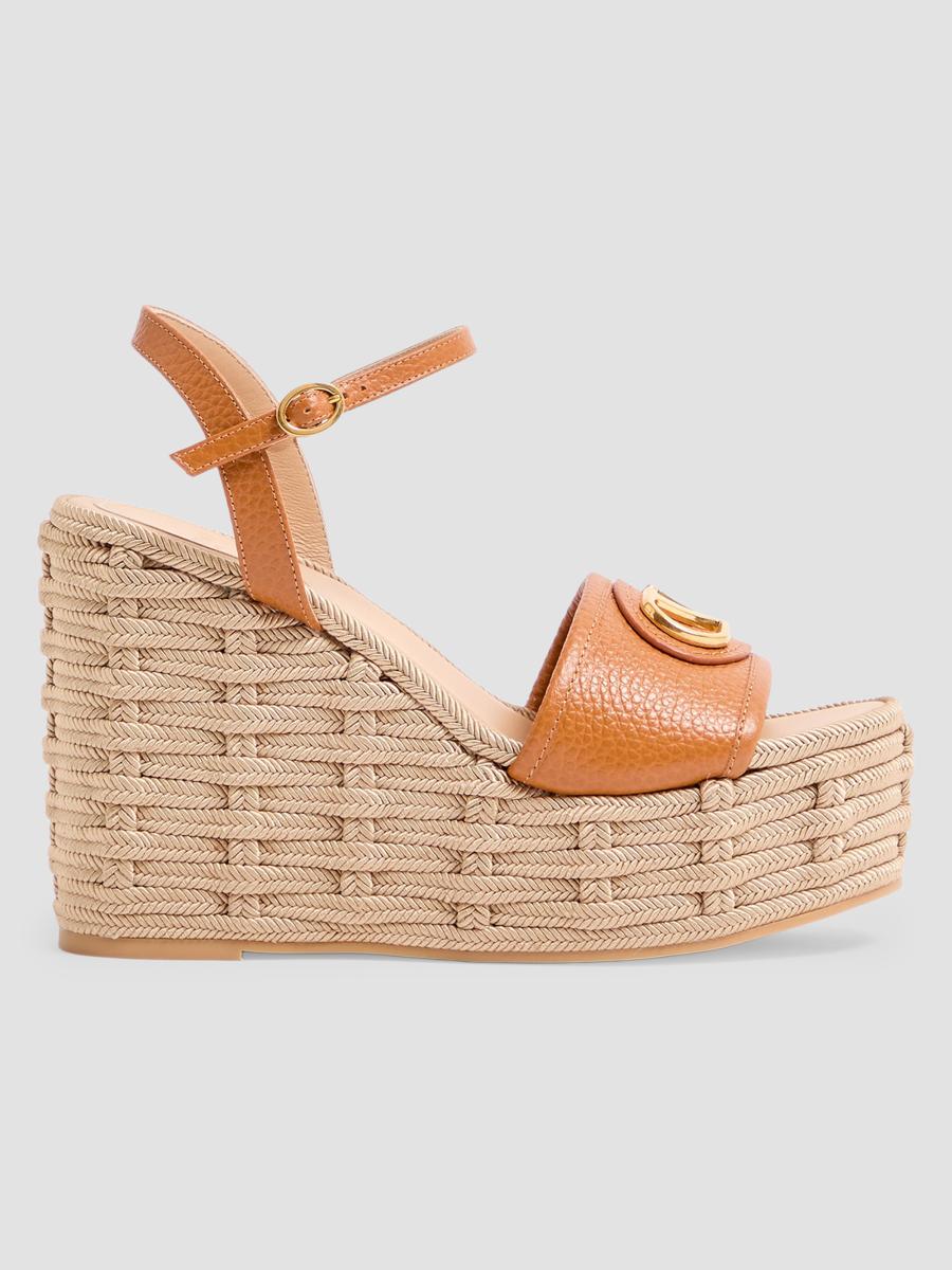 Valentino Garavani VLogo Signature 120MM Wedge Sandals in Grainy