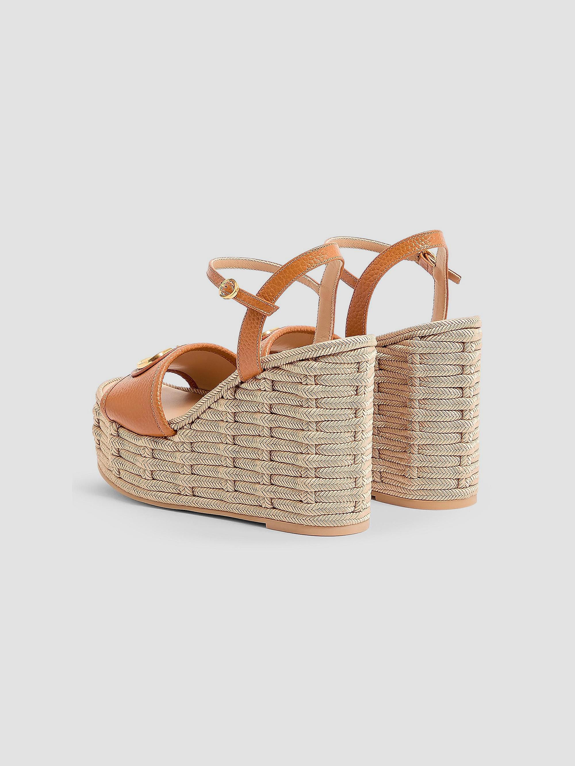 Valentino Garavani VLogo Signature 120MM Wedge Sandals in Grainy