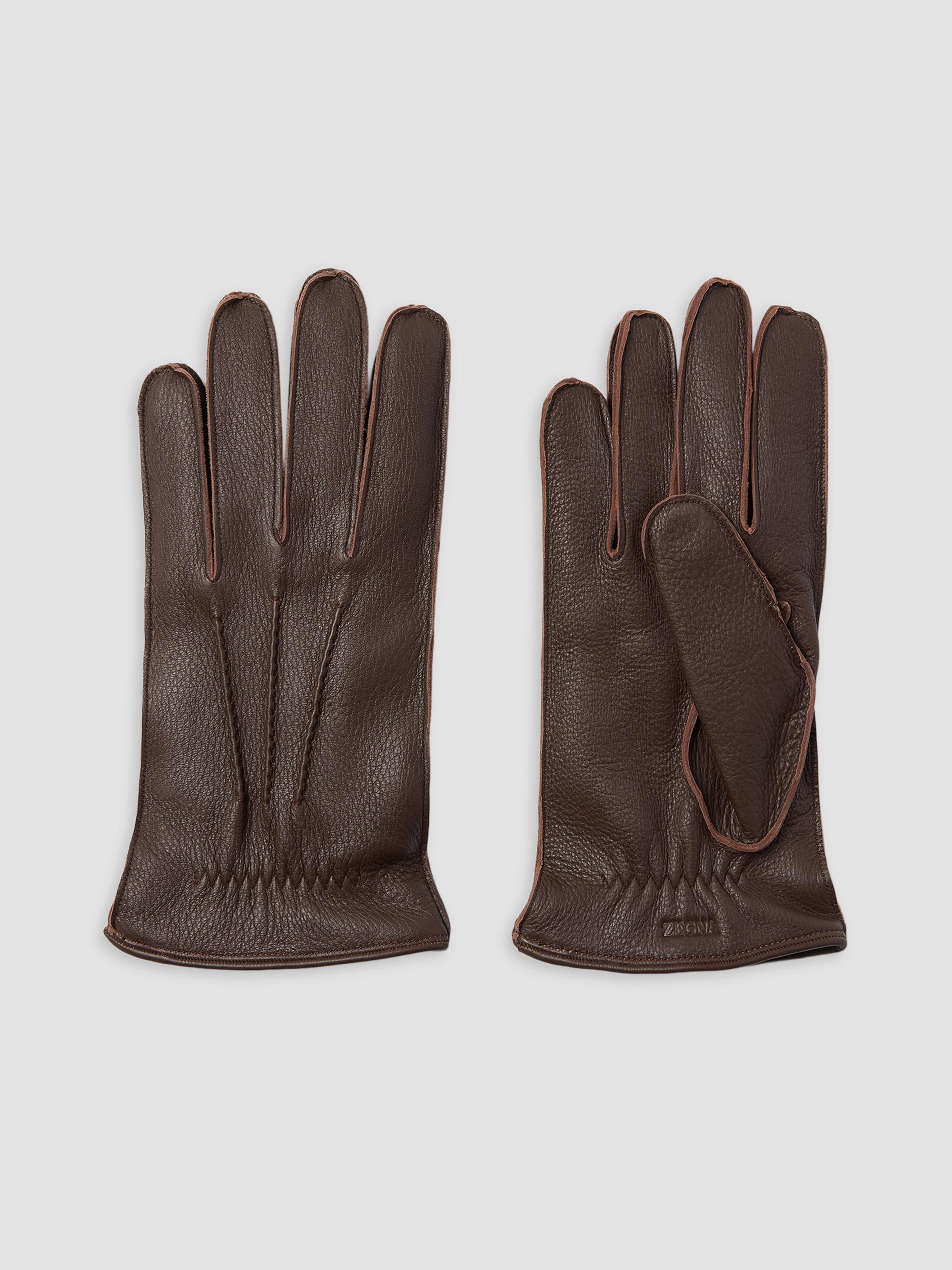 Ermenegildo Zegna レザー グローブ L ダークブラウン ZEGNA Peccary Leather Gloves | Saks Fifth Avenue