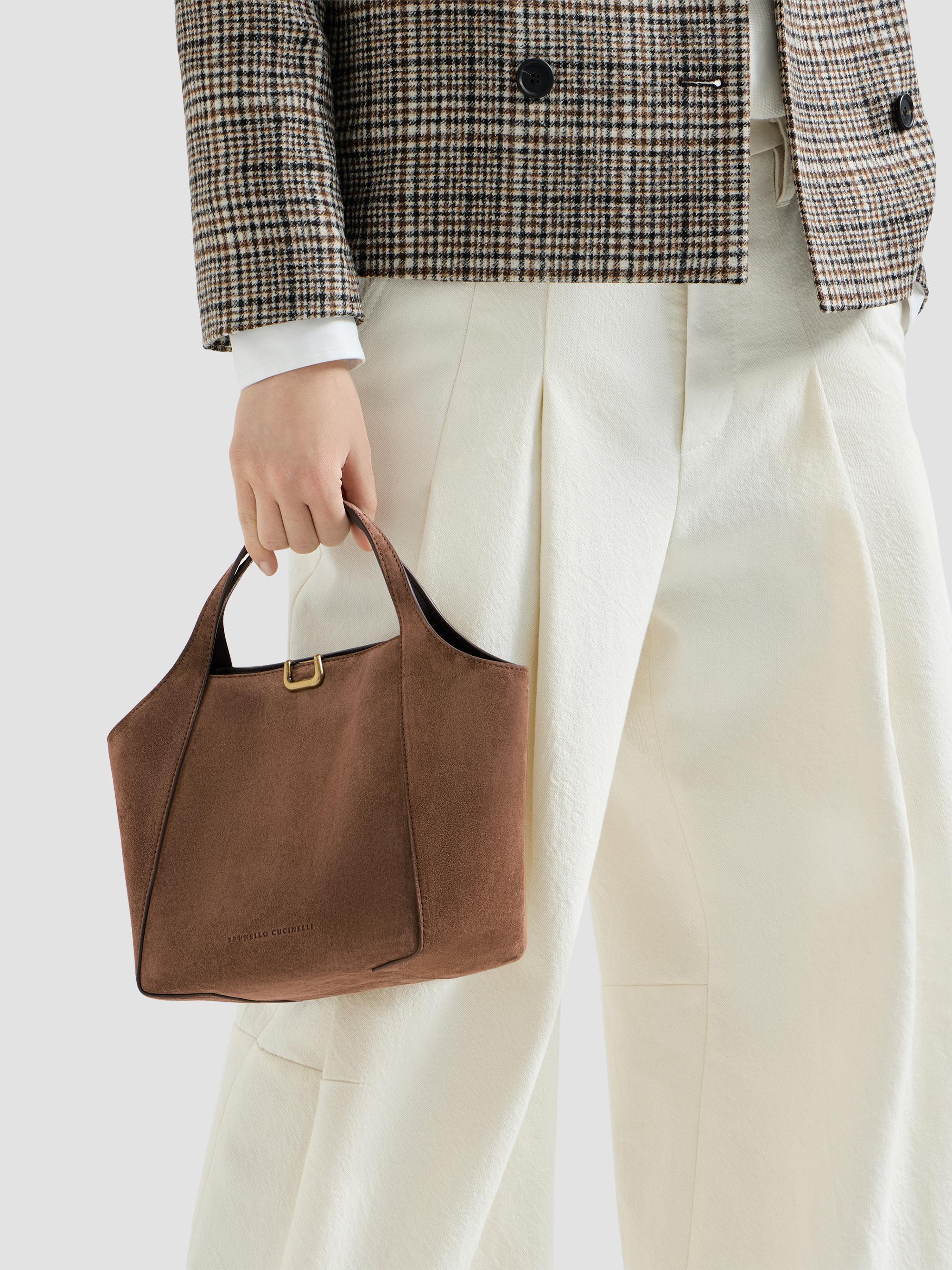 Brunello Cucinelli Women's Sartorial  Bucket Bag in Suede - Caramel | Thumbnail 2