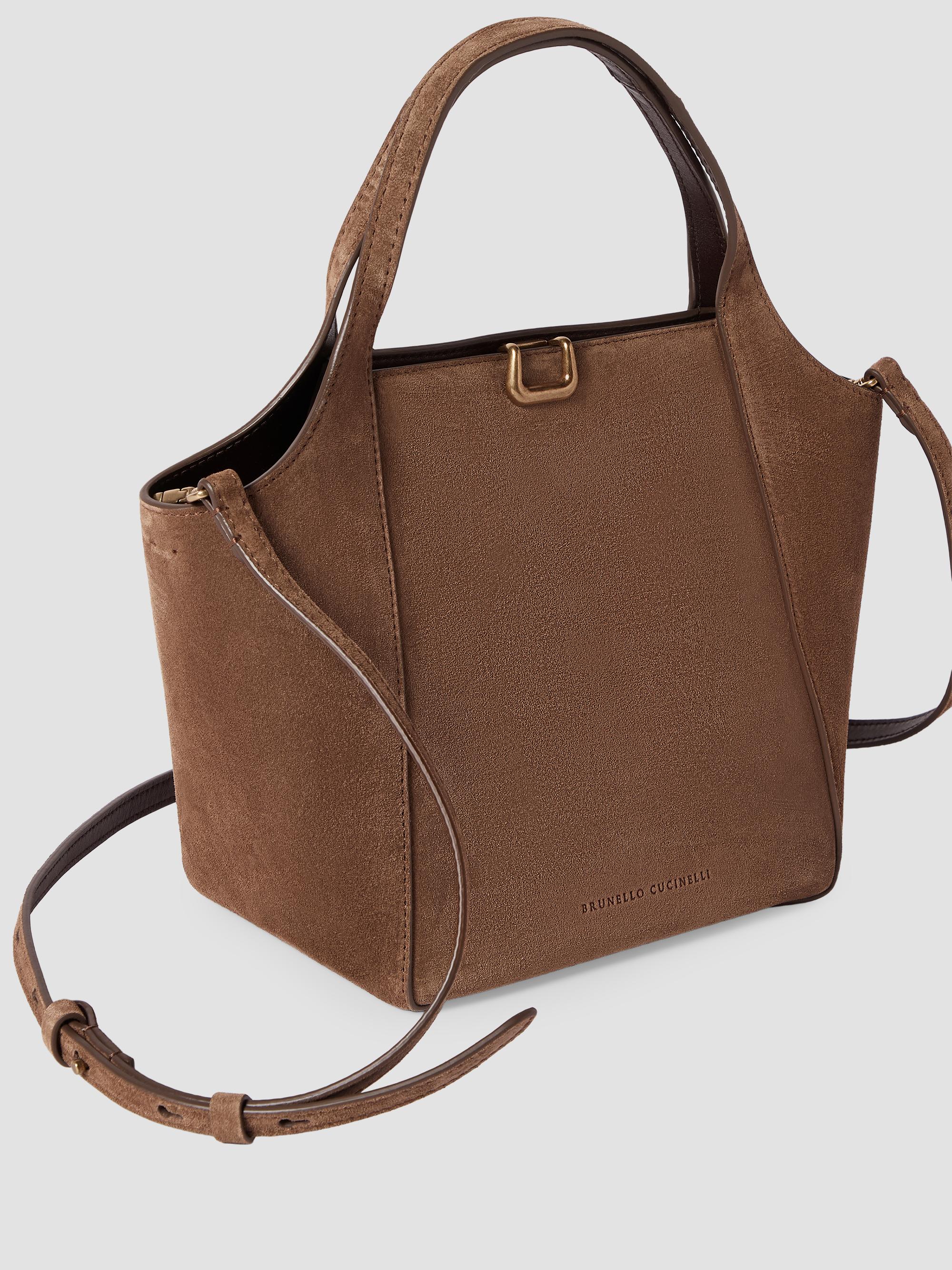 Brunello Cucinelli Women's Sartorial  Bucket Bag in Suede - Caramel | Thumbnail 4