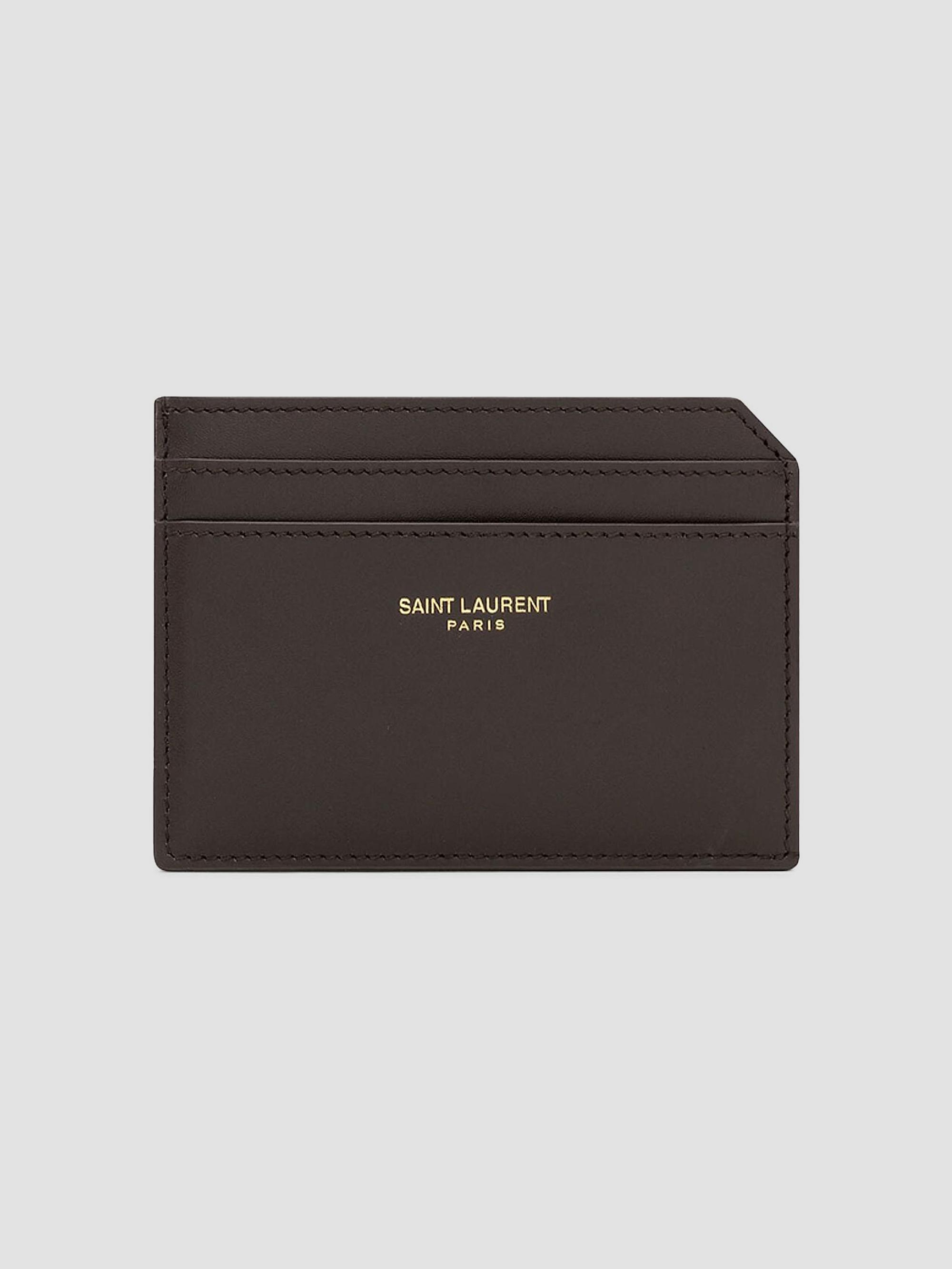 Saint Laurent Men's Open Card Case in Two-Tone Smooth Leather - Dark Chocolate Bordeaux