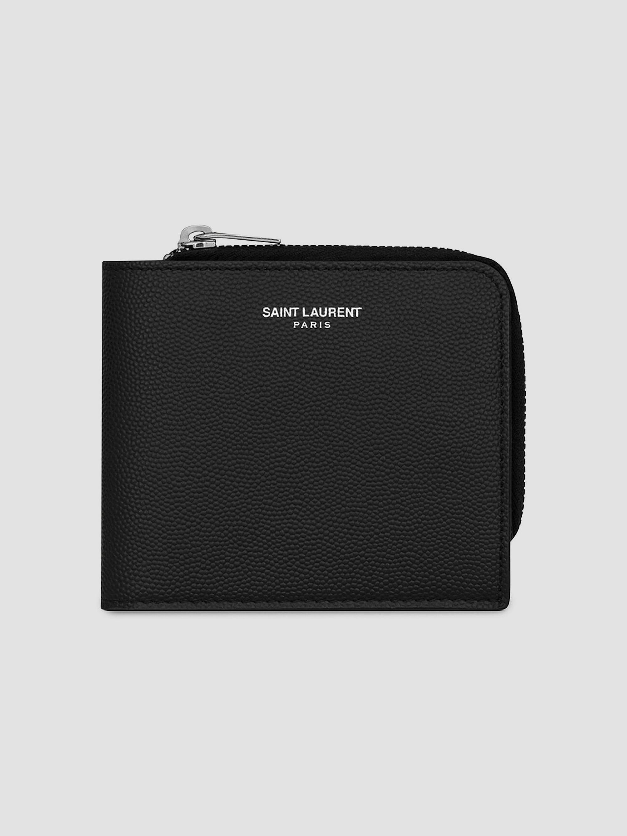 Saint Laurent Men's East-West Zip-Around Wallet in Grain De Poudre Leather - Black | Thumbnail 6