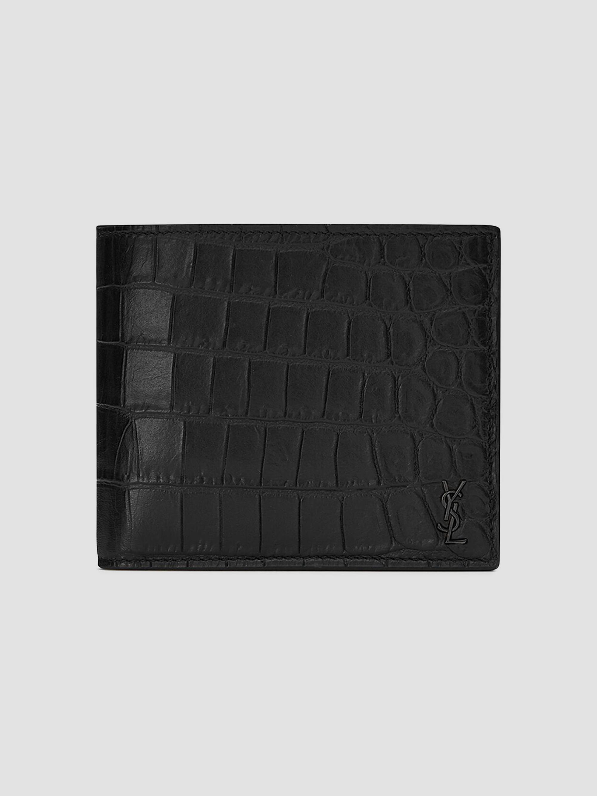 Saint Laurent Tiny Cassandre East-West Wallet in Crocodile