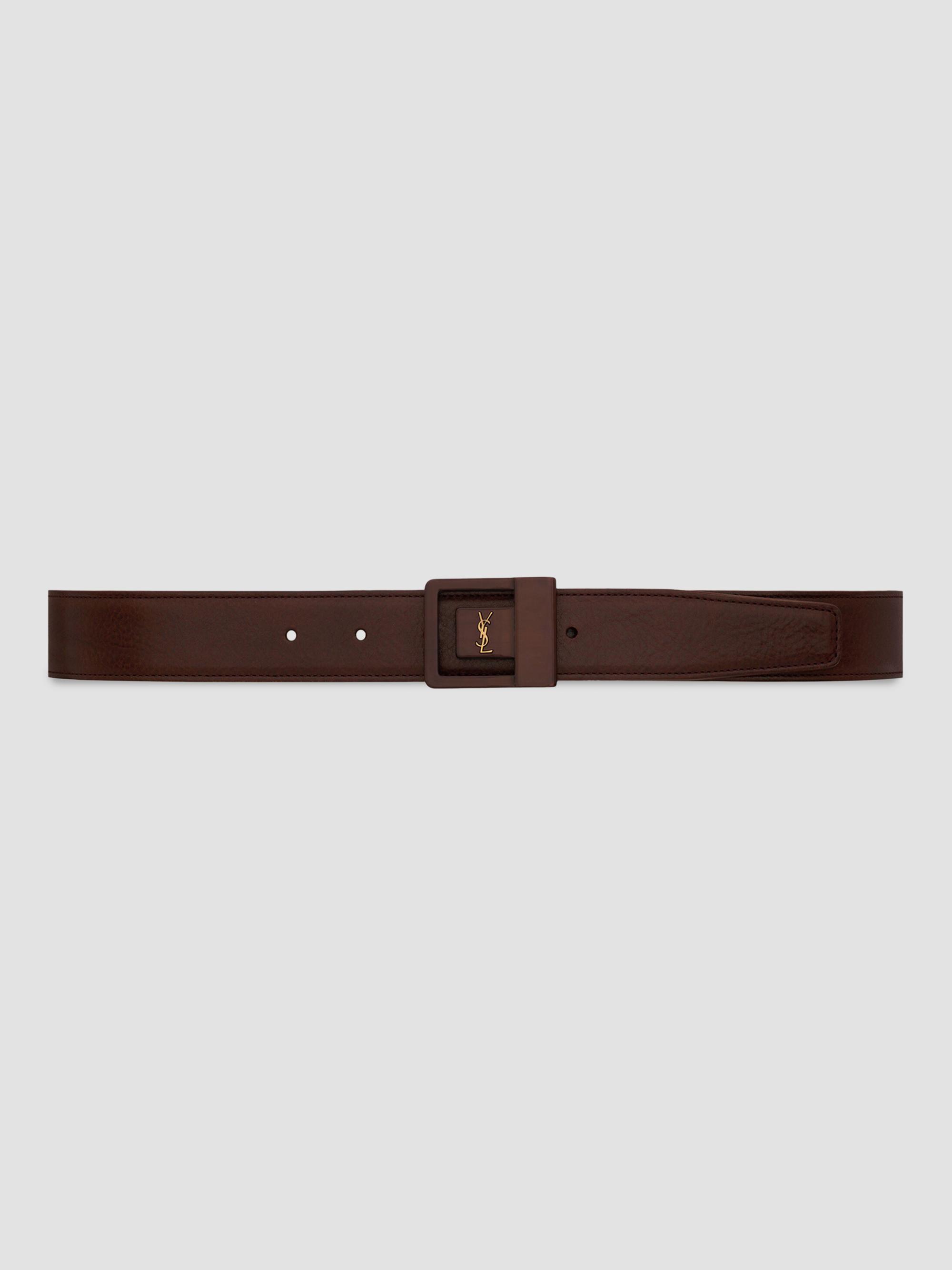 Saint Laurent Women's La 66 Belt in Leather - Red Tan Brown | Thumbnail 4