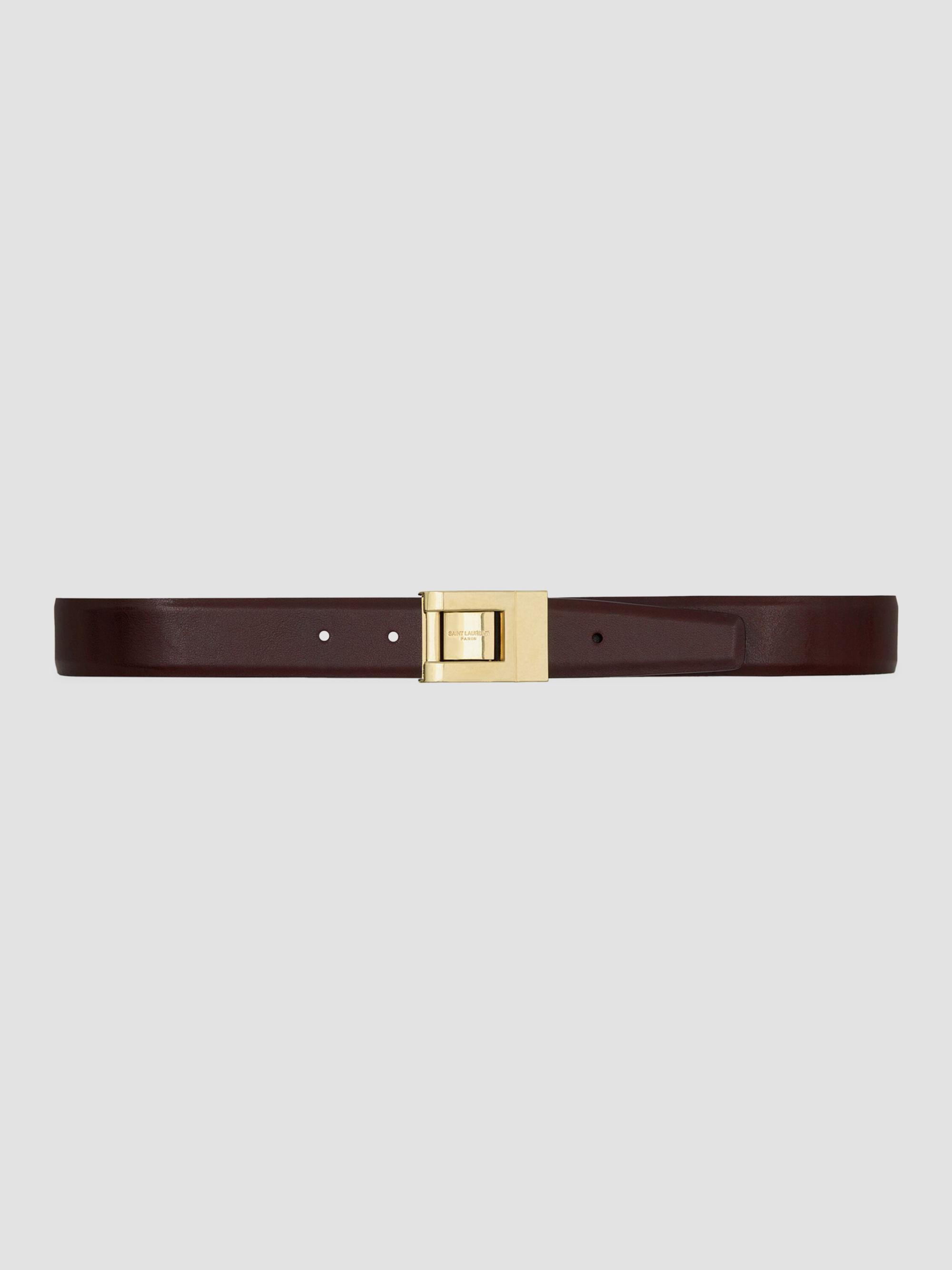 Saint Laurent Women's La 76 Belt in Smooth Leather - Rouge Cabernet
