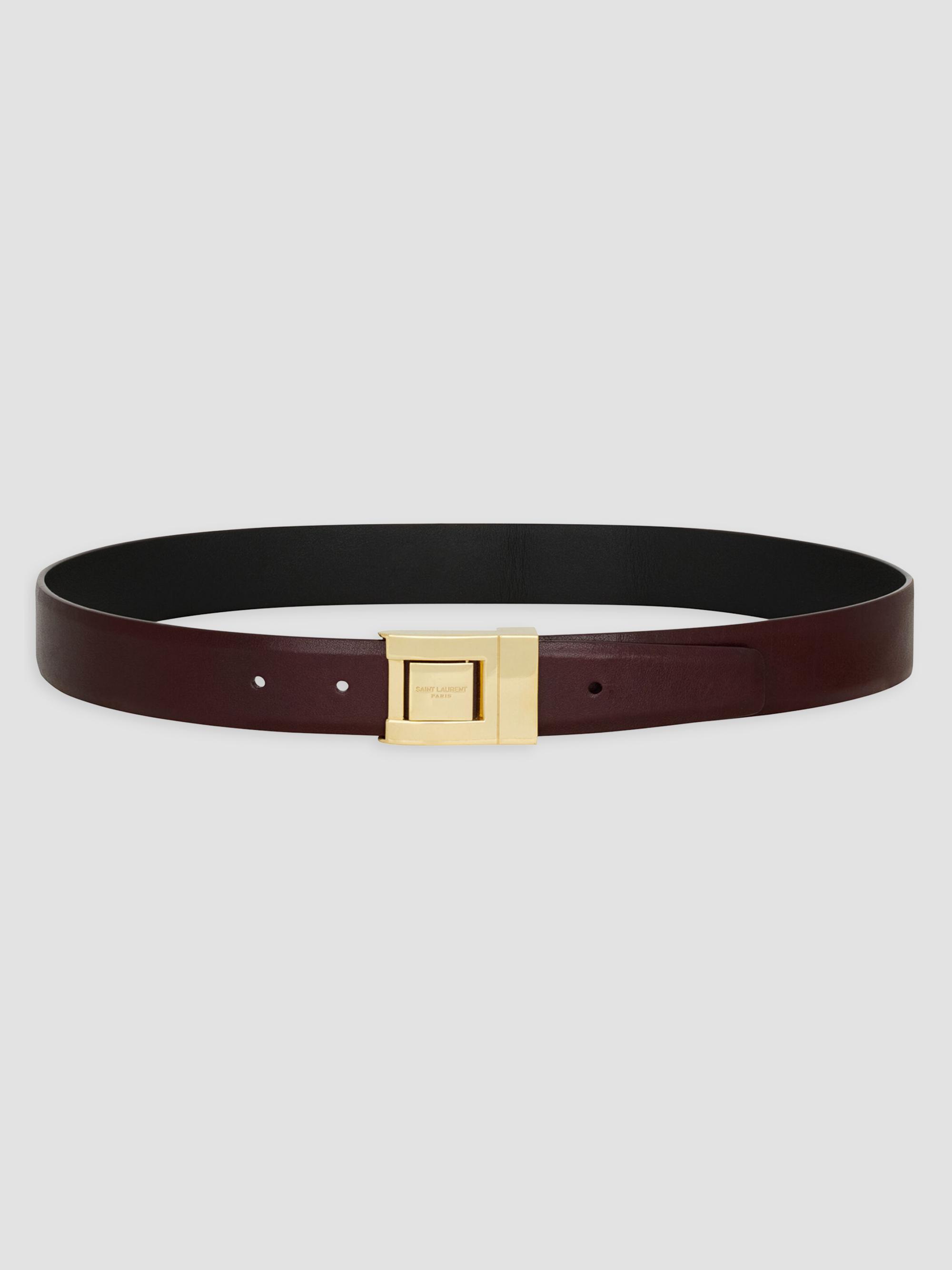 Saint Laurent Women's La 76 Belt in Smooth Leather - Rouge Cabernet | Thumbnail 2