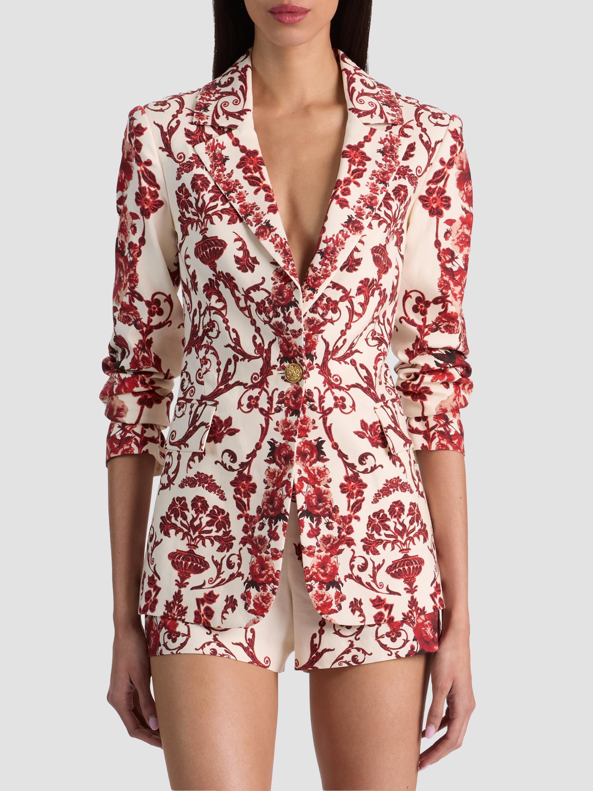 ALICE + OLIVIA Women's Macey Linen-Blend Fitted Blazer - Winding Road | Thumbnail 4
