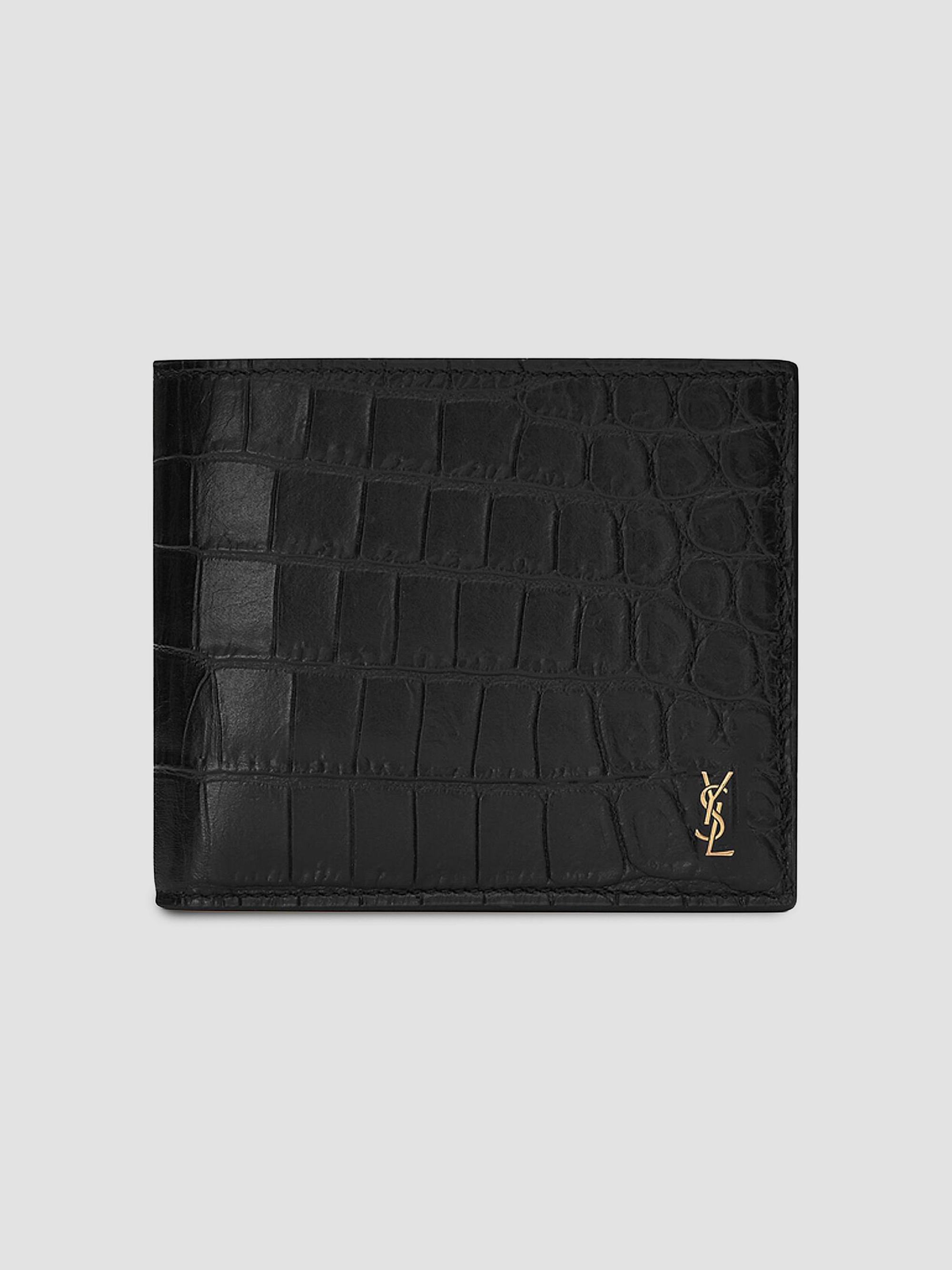 SAINT LAURENT イーストウェスト クロコダイルエンボスレザー Saint Laurent Tiny Cassandre East-West Wallet in Crocodile