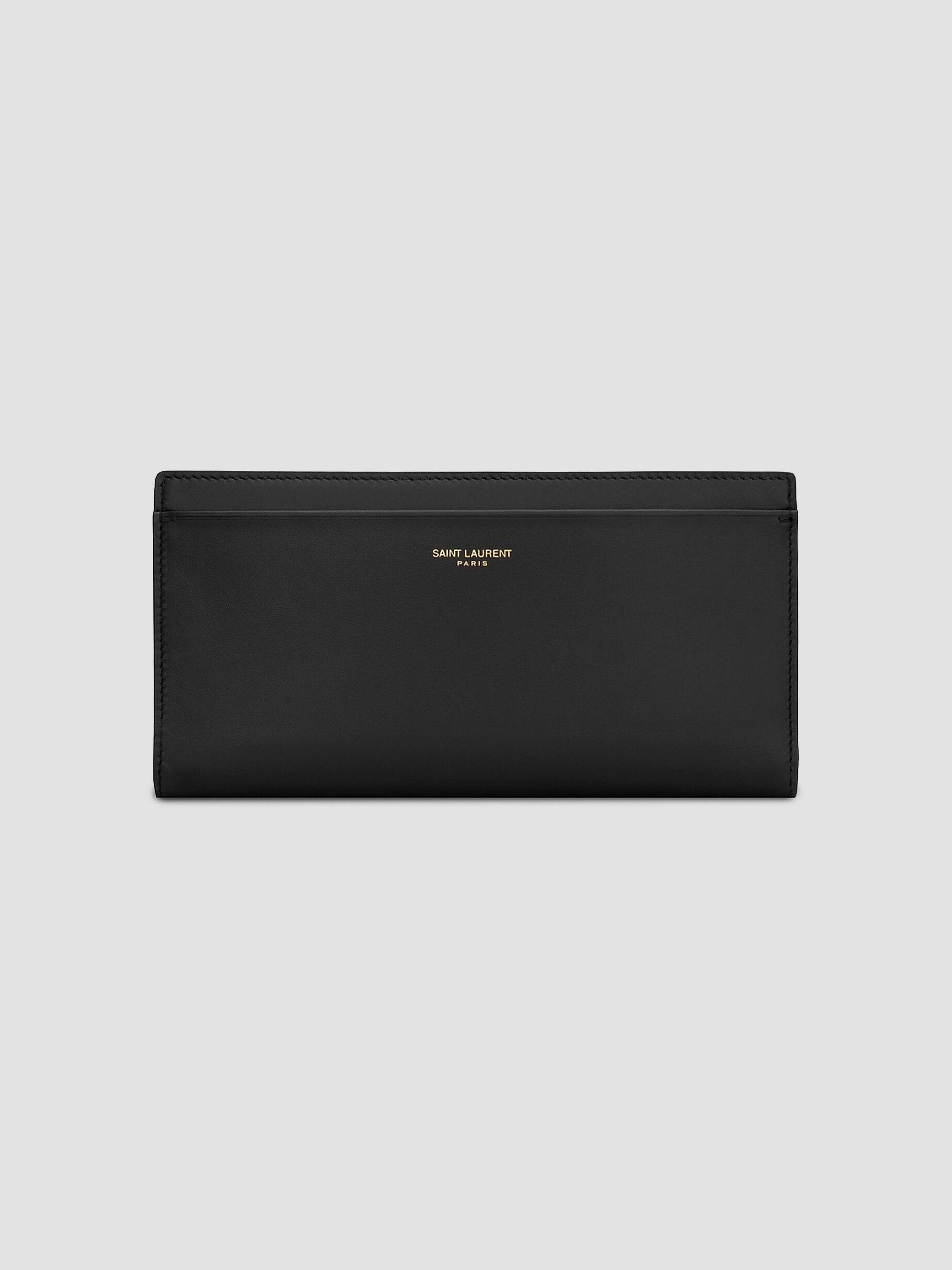 Saint Laurent Business Card Holder with Flap in Grain De Poudre