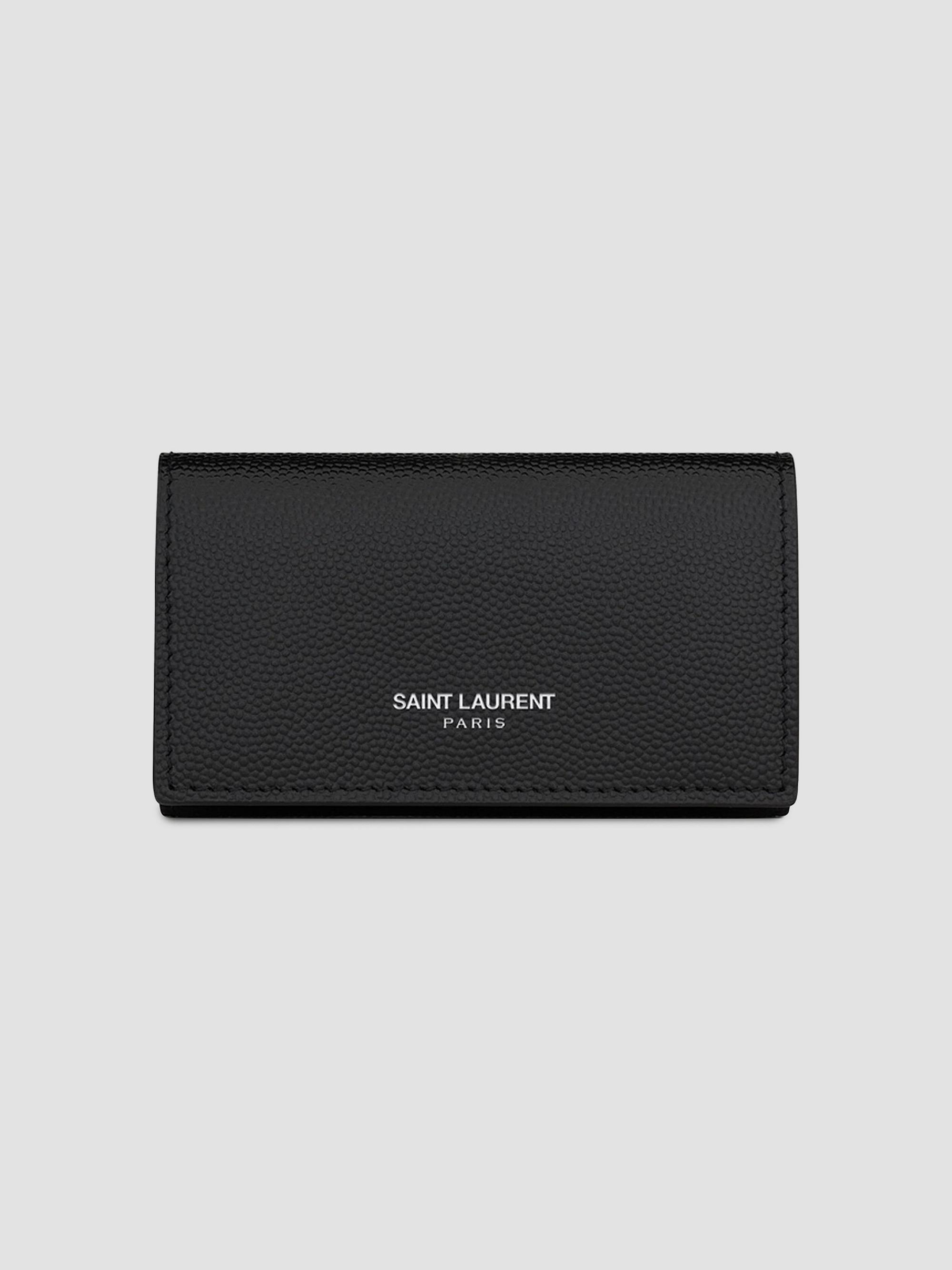 Saint Laurent Men's Slim Key Pouch in Grain De Poudre Leather - Black | Thumbnail 5