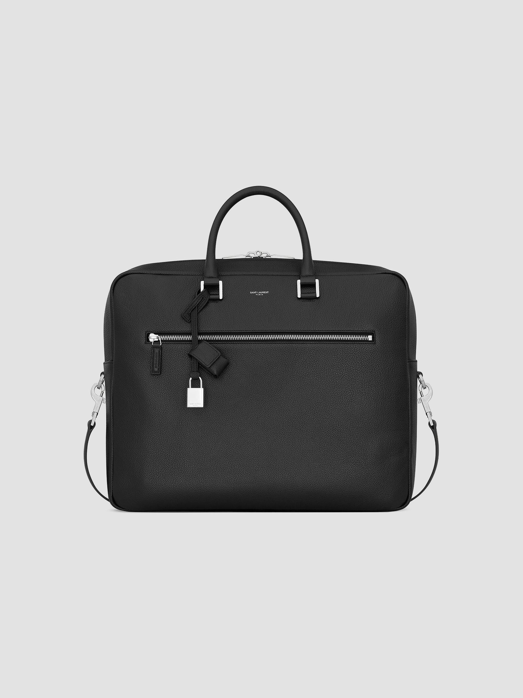 Saint Laurent Men's Sac De Jour Large Briefcase in Grained Leather - Black | Thumbnail 5
