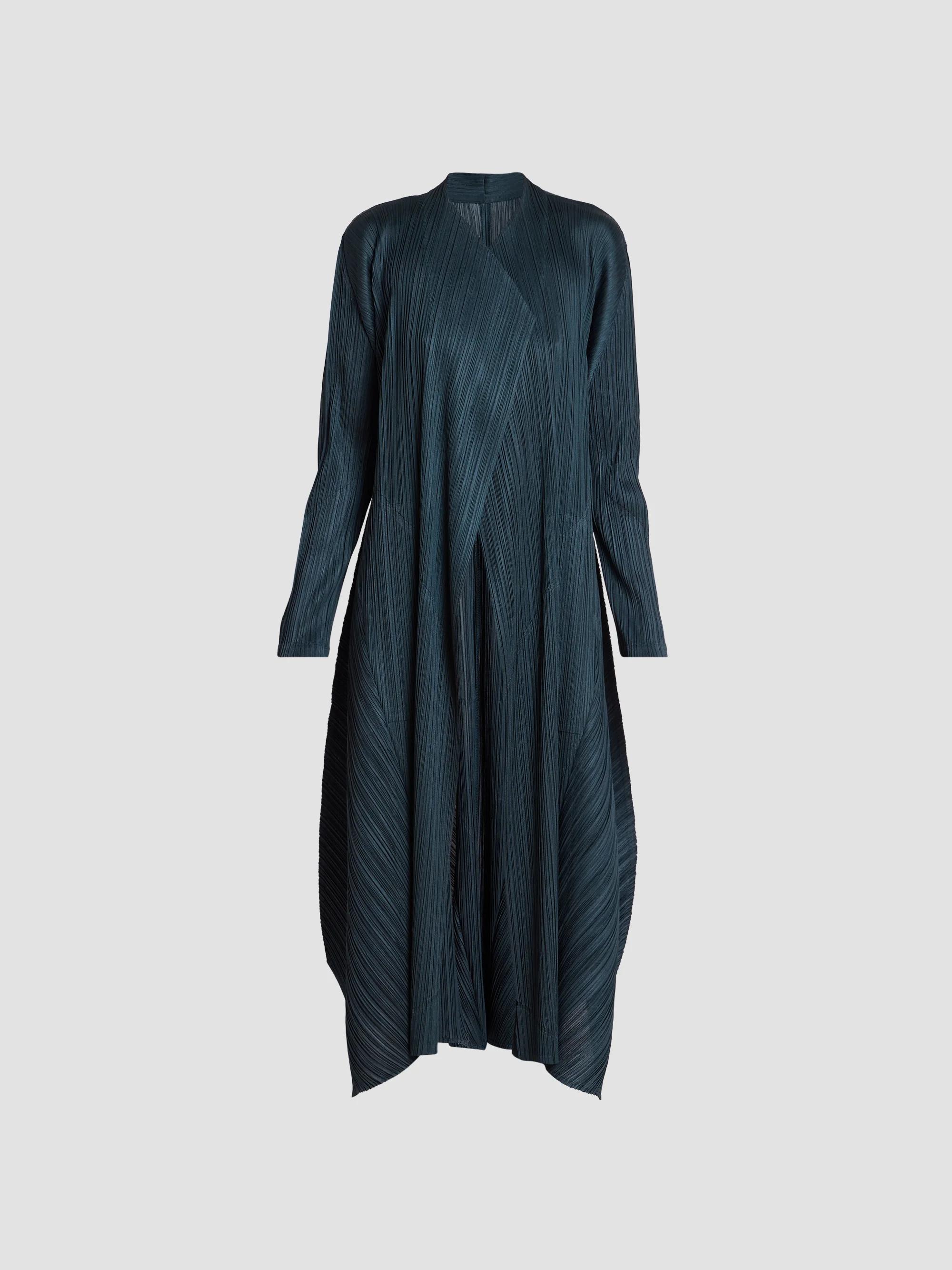 PLEATS PLEASE ダークグリーン ストライプ 長袖　アンサンブル Pleats Please Issey Miyake December Long-Sleeve Midi-Dress | Saks