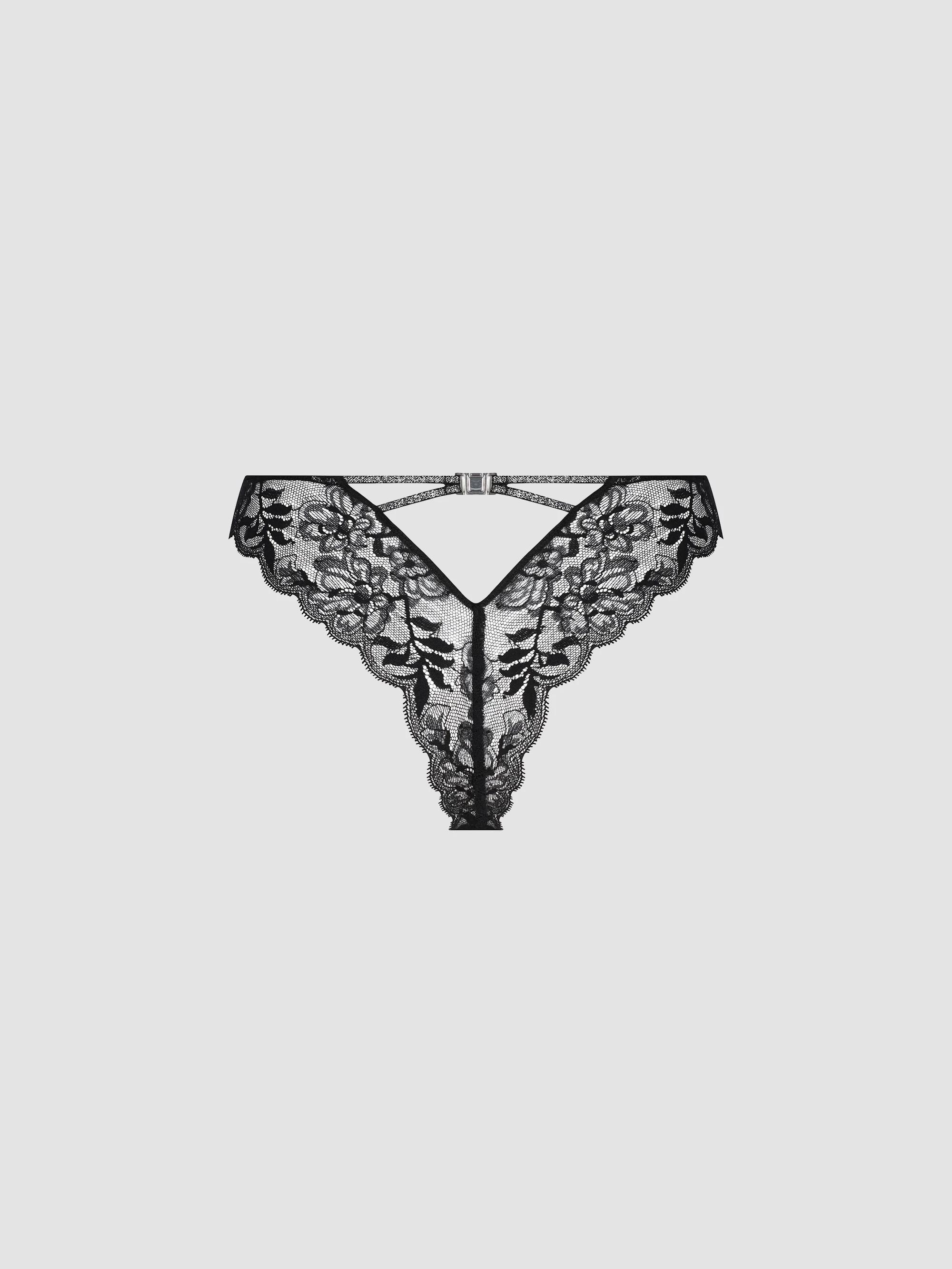 Lise Charmel Women's Cuir Sexy Couture Thong - Noir Argent - Size Medium