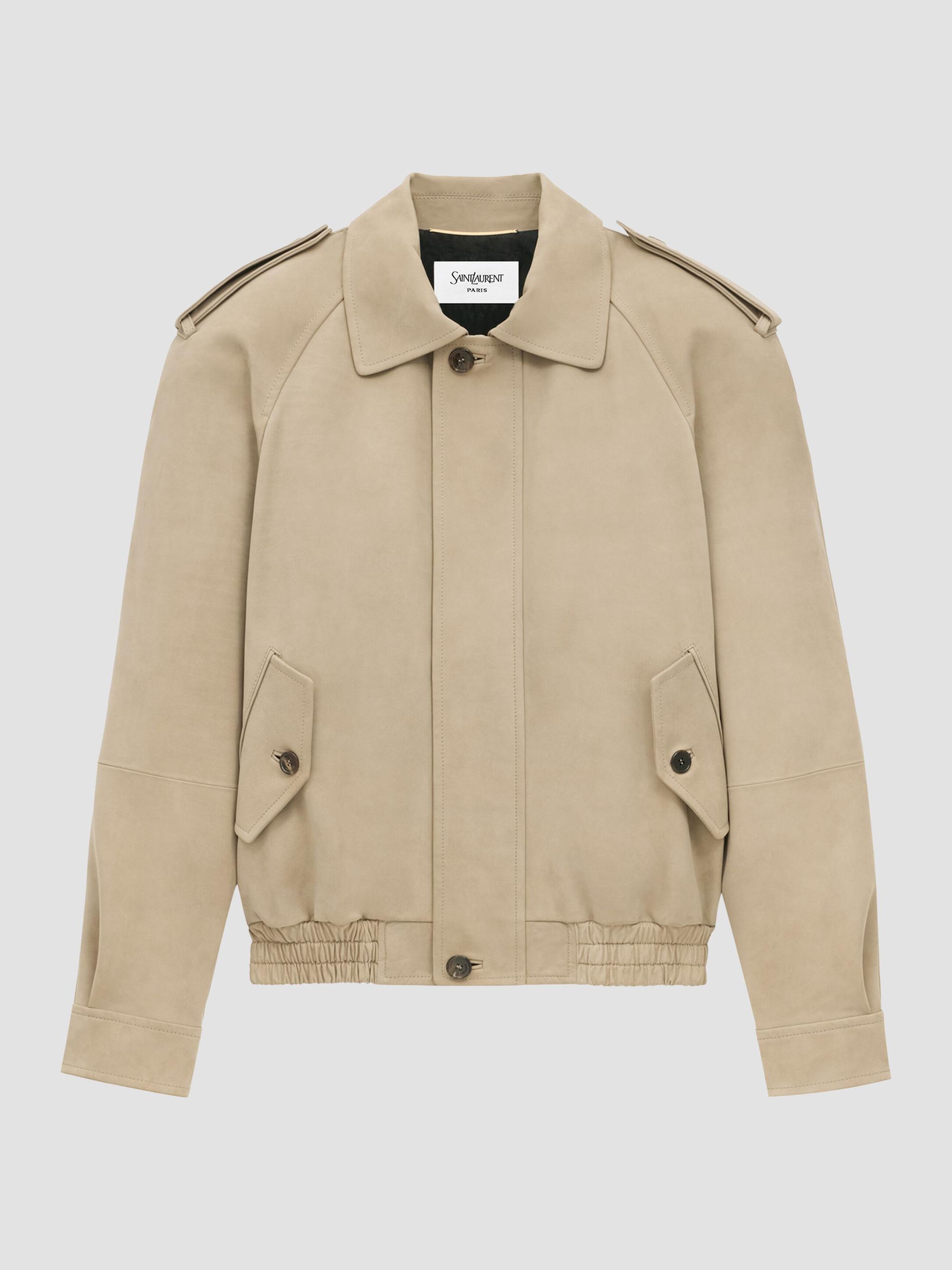 Saint Laurent Women's Bomber Jacket in Nubuck - Beige | Thumbnail 5