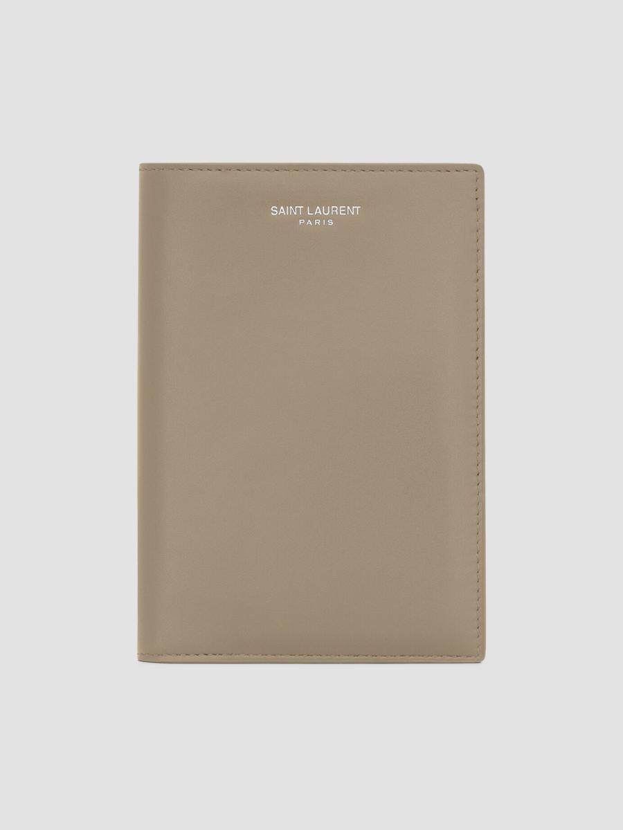 Saint Laurent Passport Holder In Smooth Leather In Light Taupe