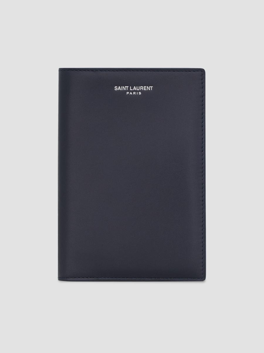 Saint Laurent Passport Holder In Smooth Leather In Midnight Blue