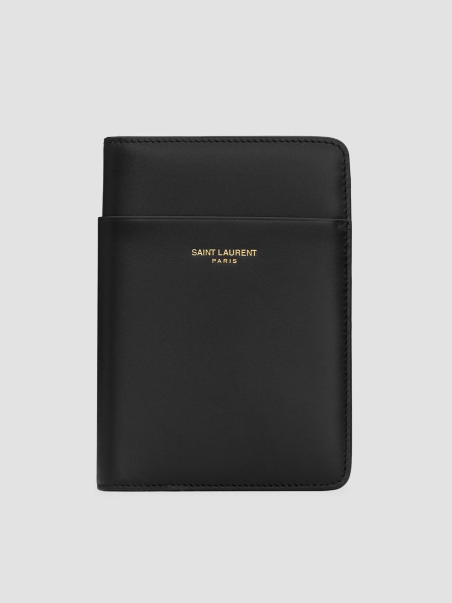 Saint Laurent Passport Case In Smooth Leather In Black