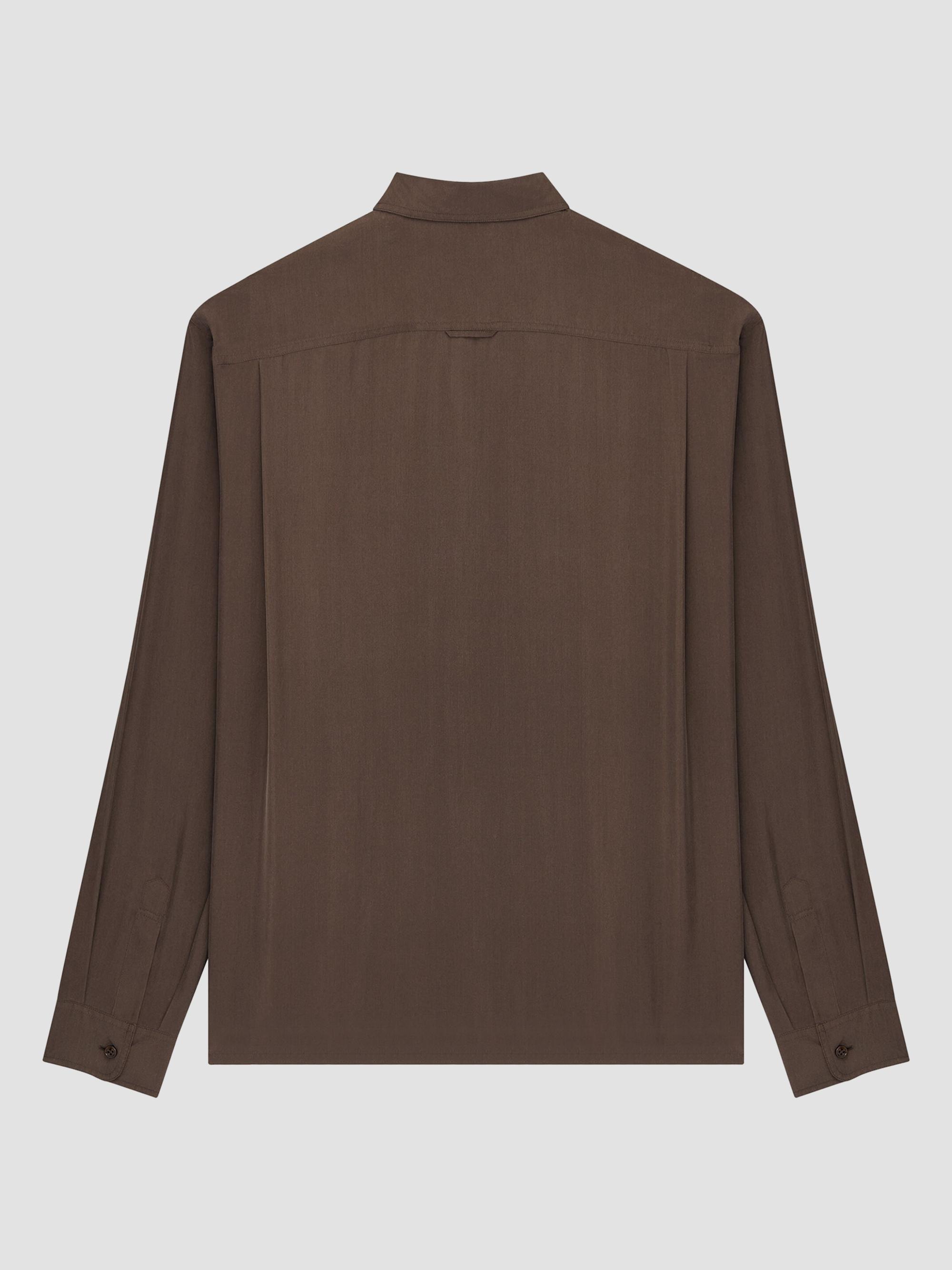 Saint Laurent Women's Shirt in Silk Habotai - Chocolate | Thumbnail 2