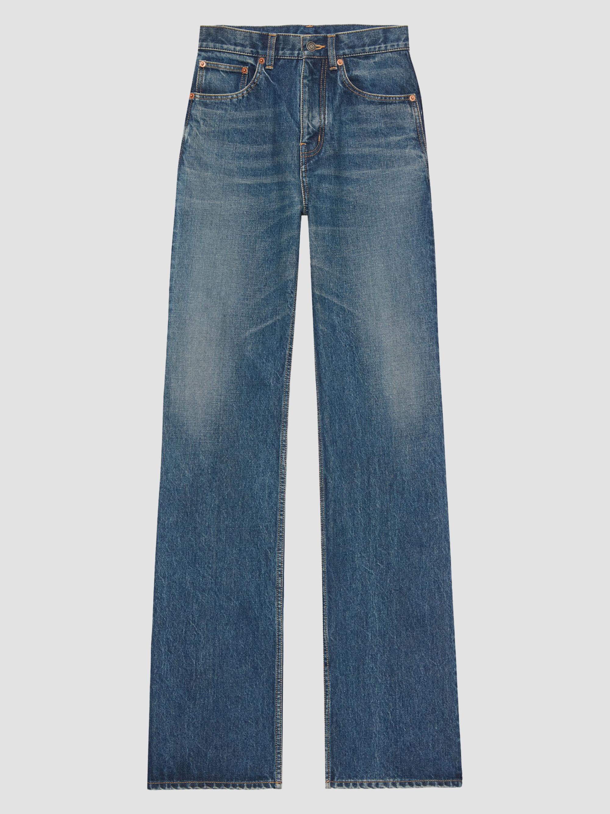 Saint Laurent Women's Clyde High-Rise Straight Jeans - August Blue | Thumbnail 3