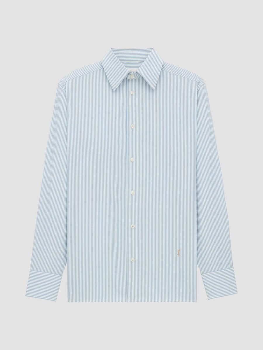 Saint Laurent Women's Cassandre Shirt In Striped Cotton Poplin In Multi