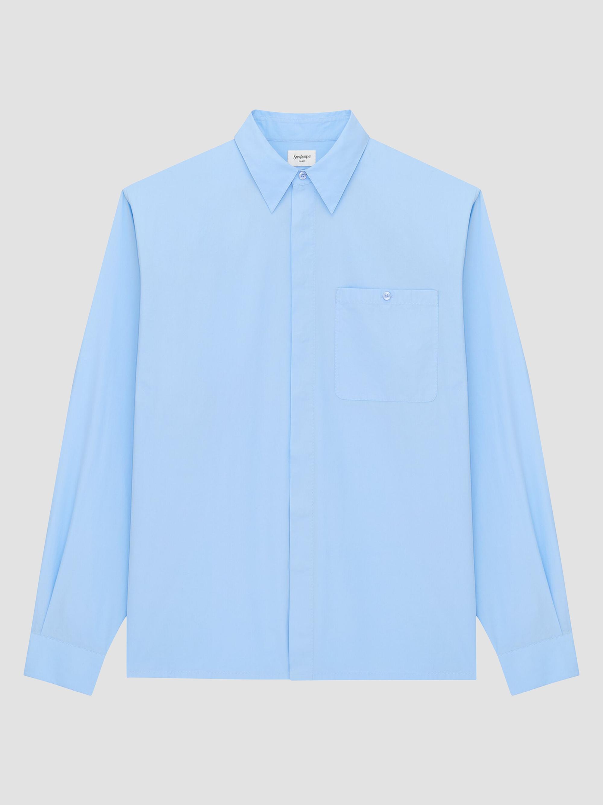 Saint Laurent Women's Shirt in Cotton Poplin - Blue | Thumbnail 3