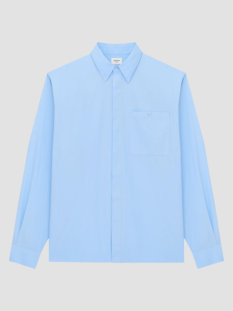 Saint Laurent Women's Shirt In Cotton Poplin In Blue