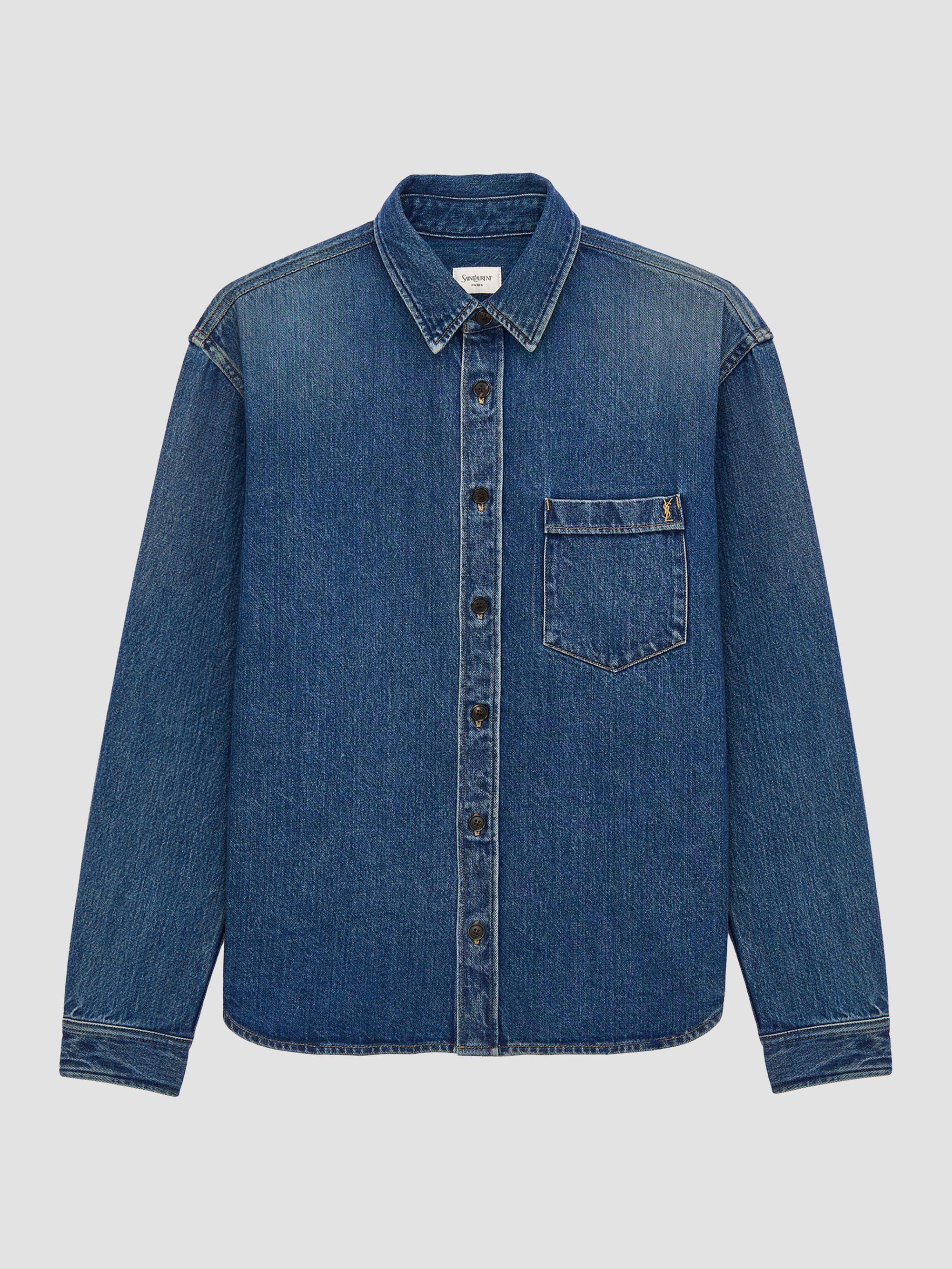 AMI Paris Denim ADC Logo Button-Down Shirt | Saks Fifth Avenue